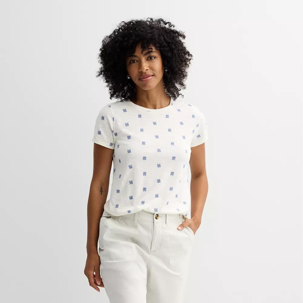 Petite Sonoma Goods For Life® Everyday Short Sleeve Crewneck Tee, Women's, Size: XL Petite, Blue Cream Dye Product Image