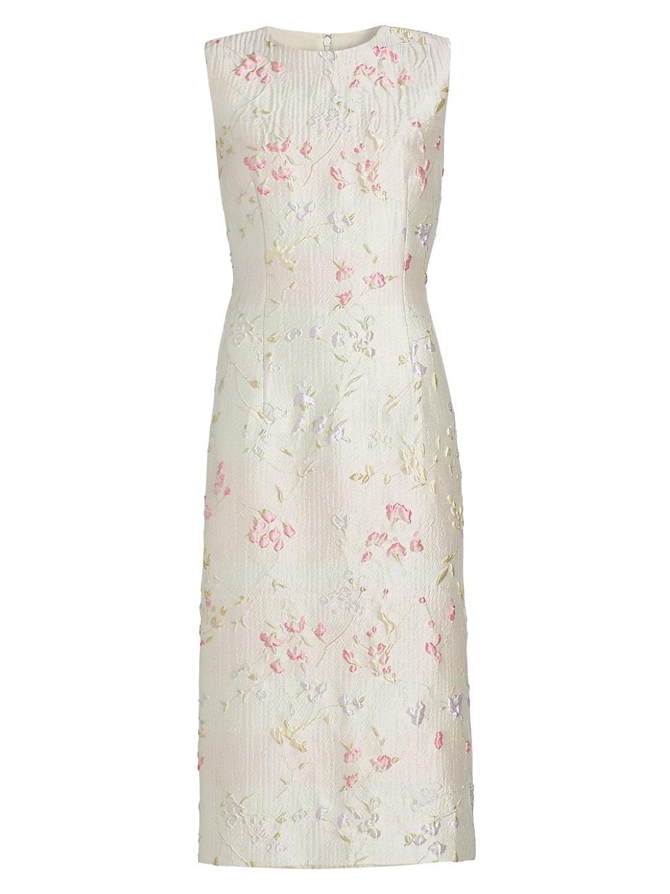 Womens Floral Brocade Sheath Midi-Dress Product Image