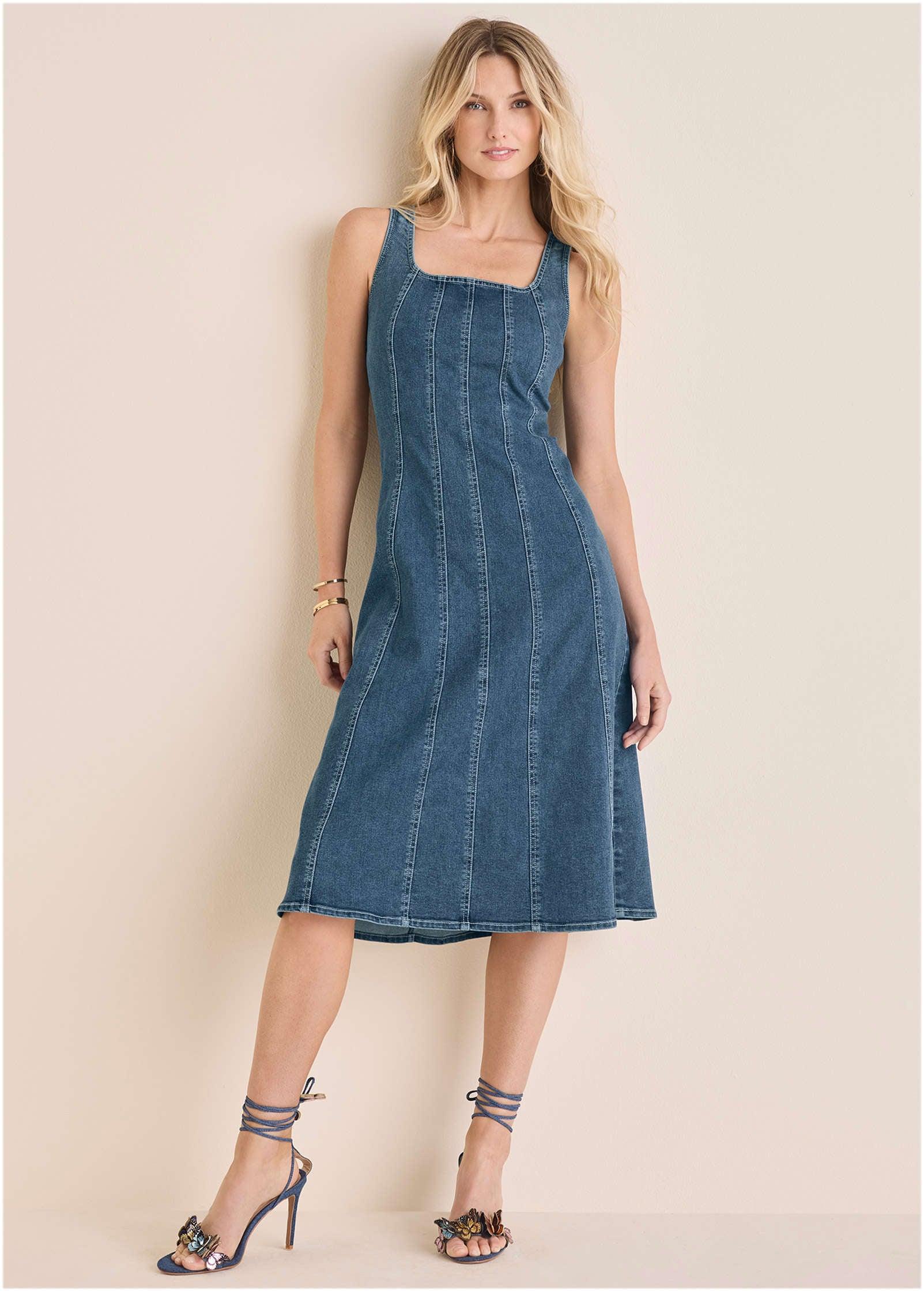 Denim Tank Midi Dress - Medium Wash Product Image