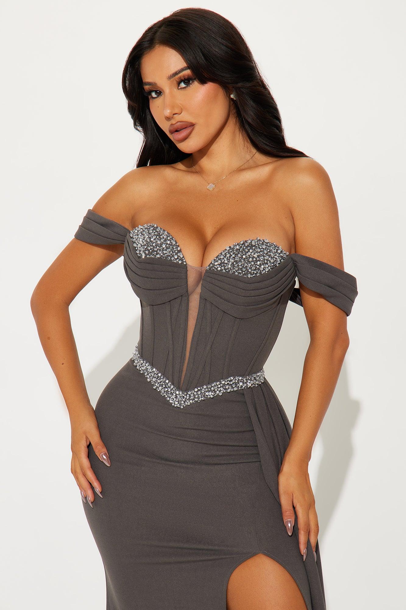 Elsa Embellished Gown - Charcoal Product Image
