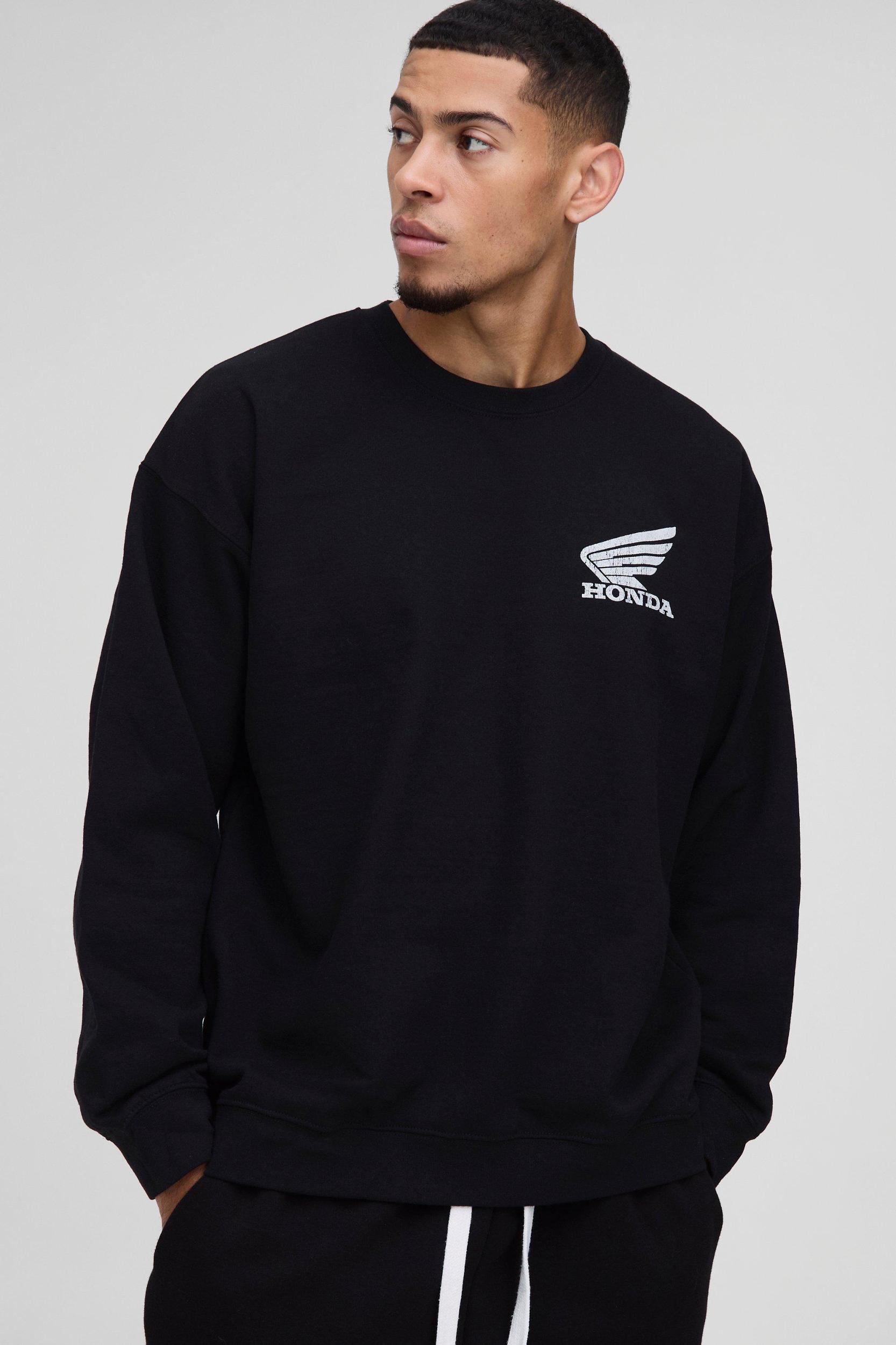 Oversized Honda Racing License Print Sweatshirt | boohooMAN USA Product Image