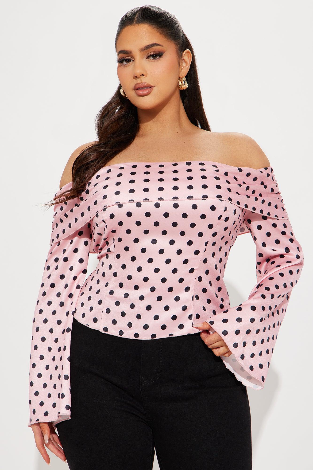 Everlyn Satin Polka Dot Top - Pink/combo Product Image