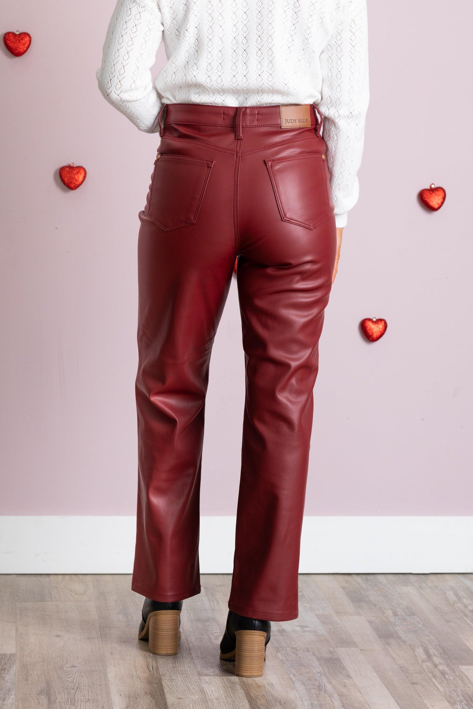 Judy Blue Tummy Control Red Leather Pant Product Image
