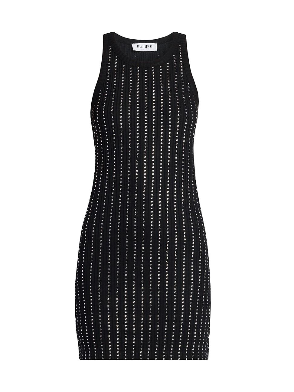 Womens Crystal-Embellished Cotton Minidress Product Image