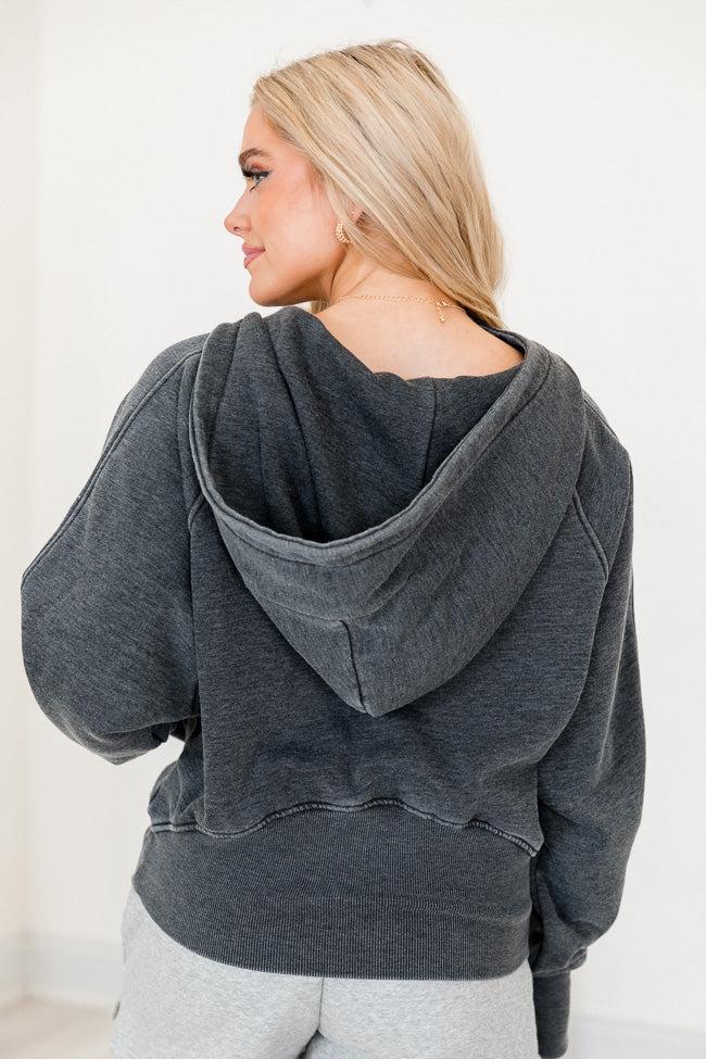 Learn As You Go Black Acid Washed Quarter Zip Pullover FINAL SALE Product Image