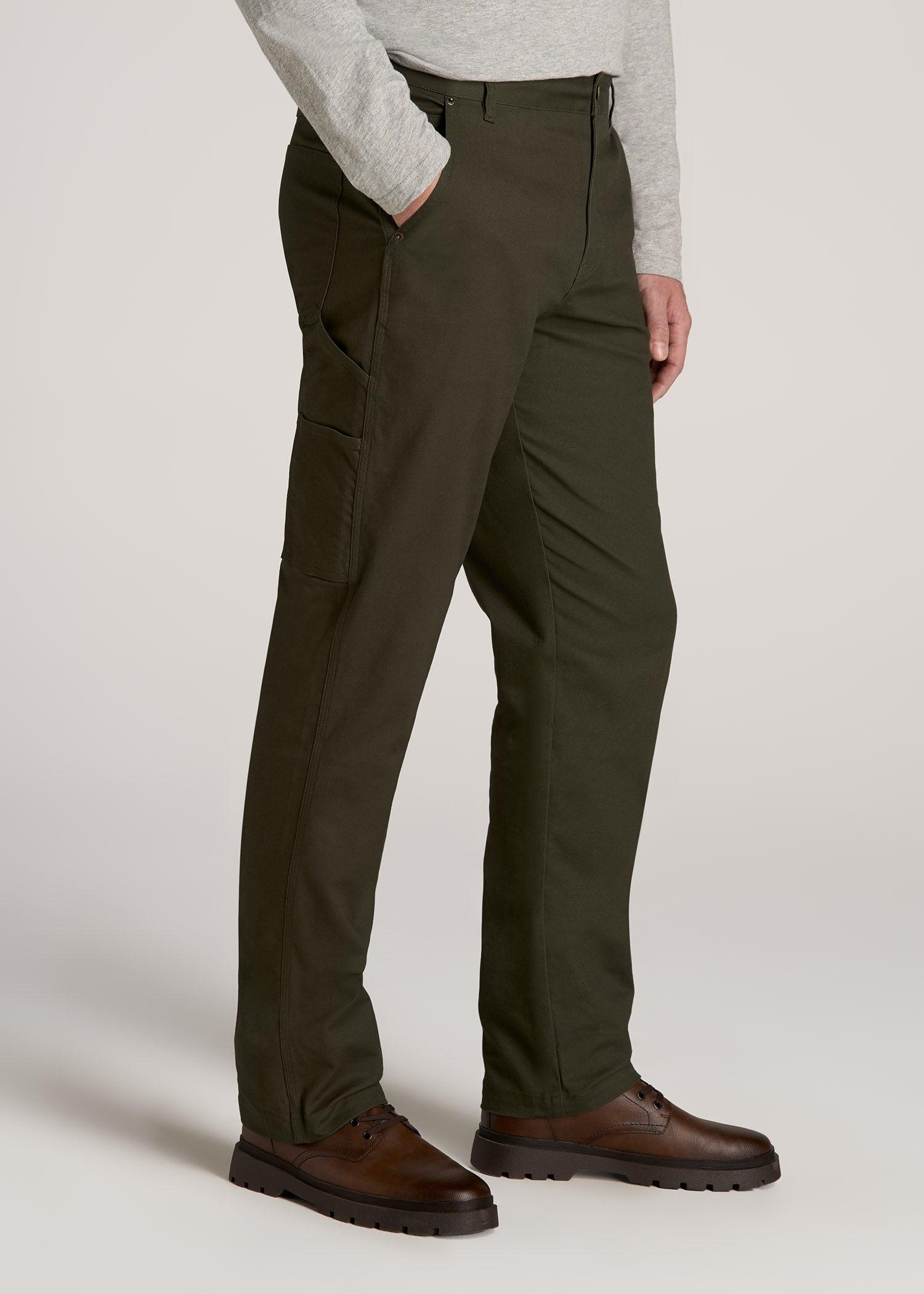 LJ&S Stretch Canvas REGULAR-FIT Carpenter's Pants for Tall Men in Thyme Green Male Product Image