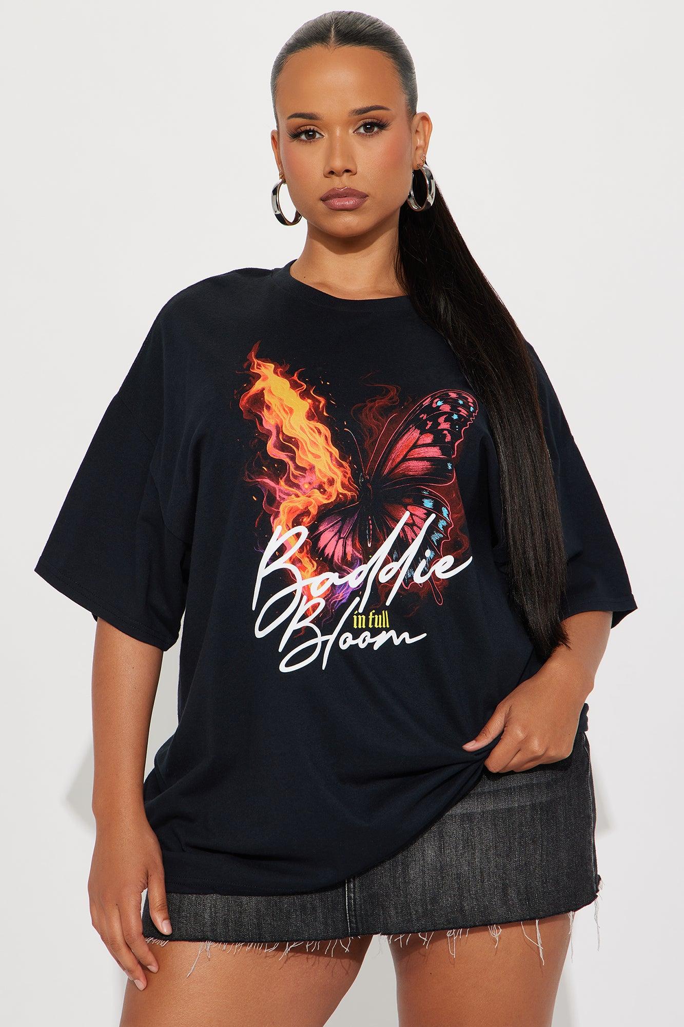 Baddie In Bloom Butterfly Tee - Black Female Product Image