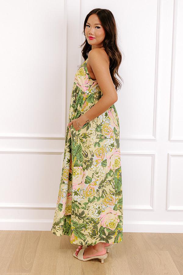 Golden Hour Chic Linen-Blend Midi Dress Product Image