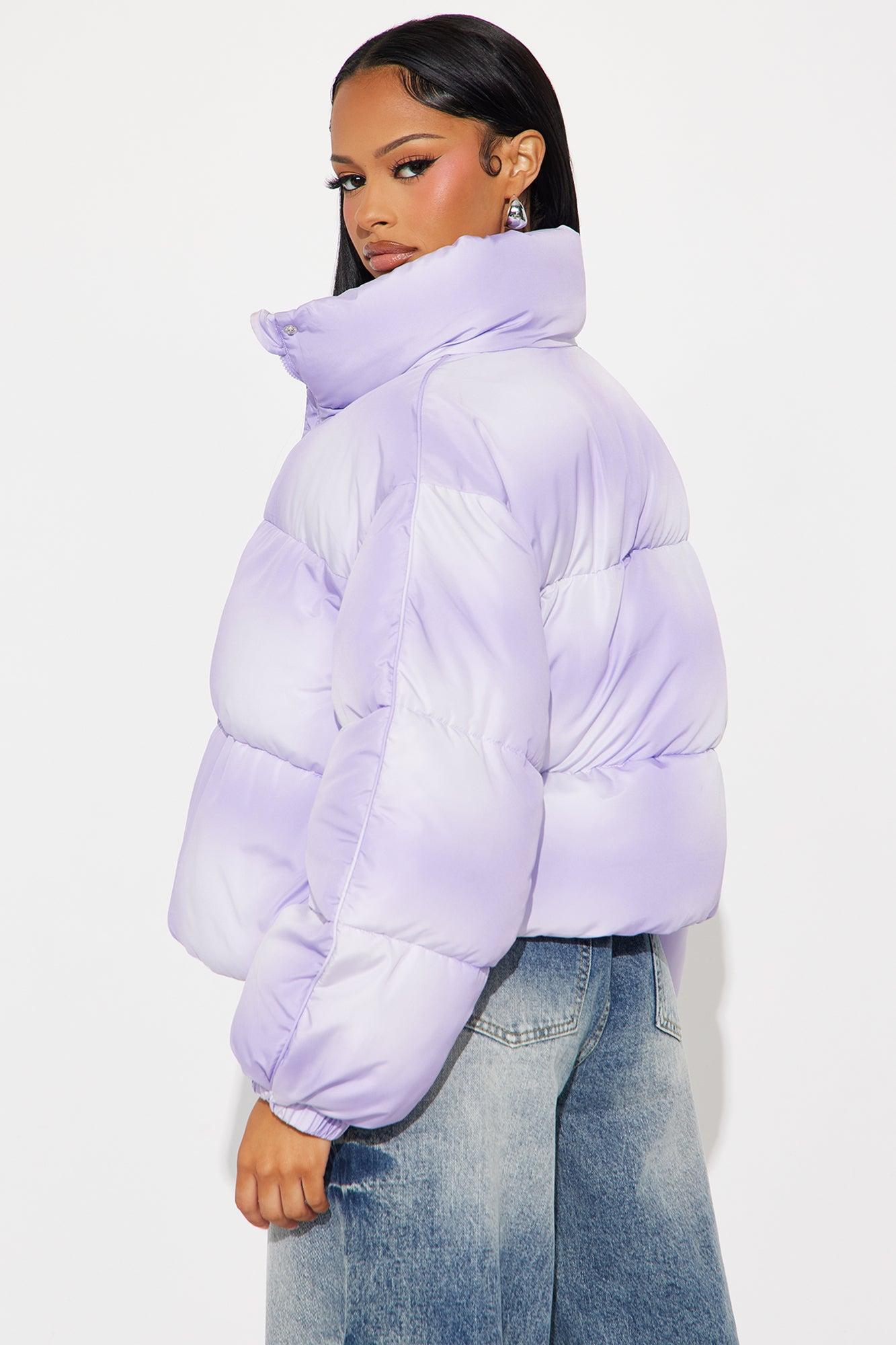 Zoe Ombre Cropped Puffer Jacket - Lavender Female Product Image
