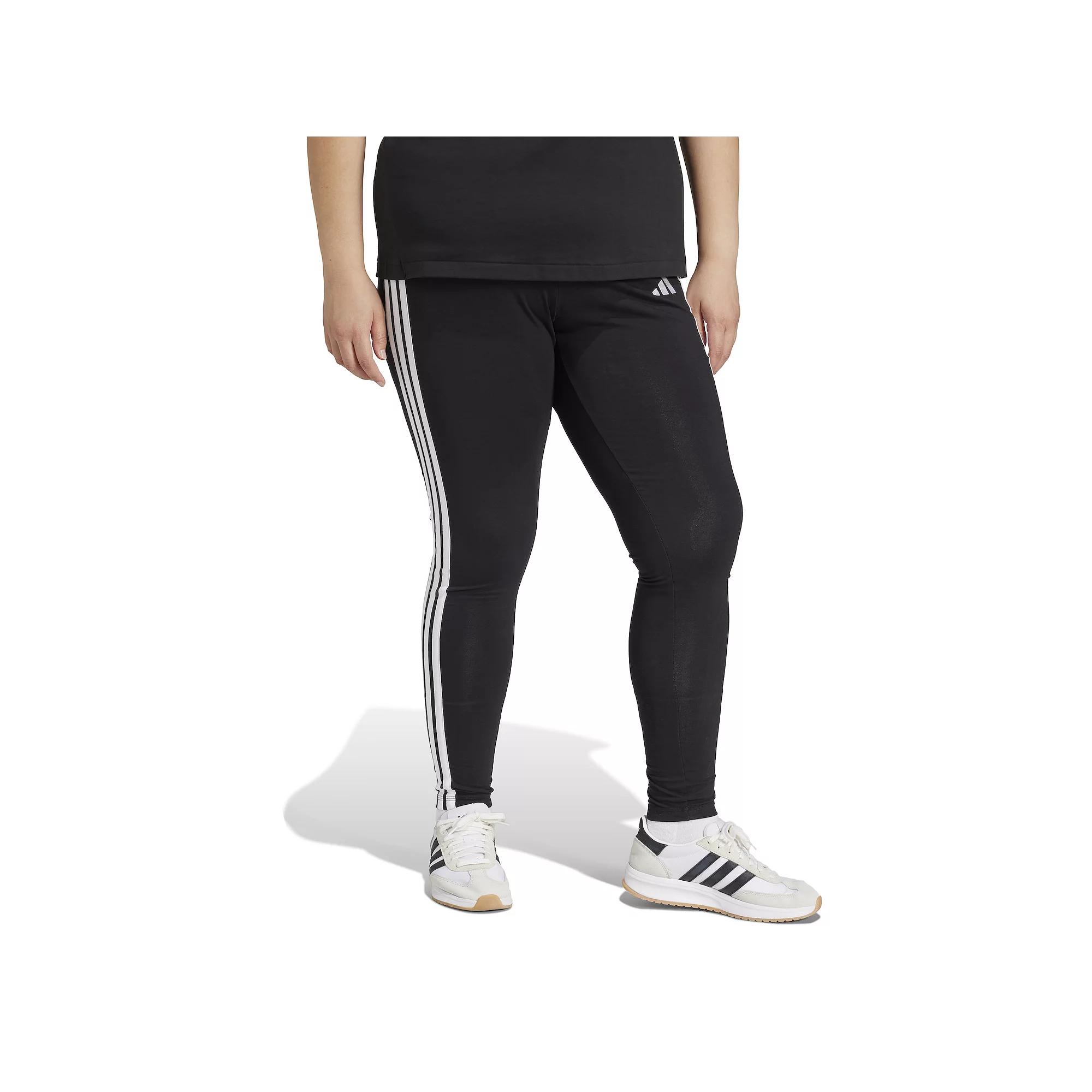 Plus Size adidas Essentials 3-Stripes Cotton Leggings, Women's, Size: 2XL, Black Product Image
