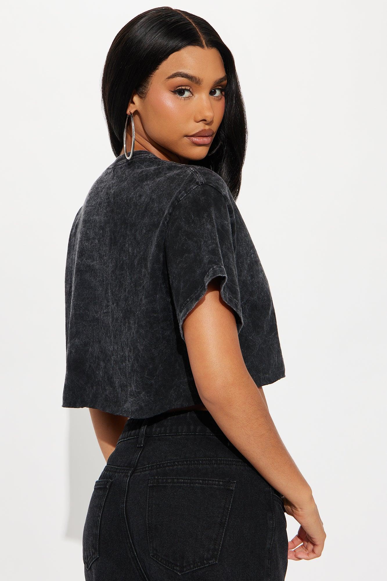 Little Miss Sassy Washed Cropped Tee - Black Female Product Image