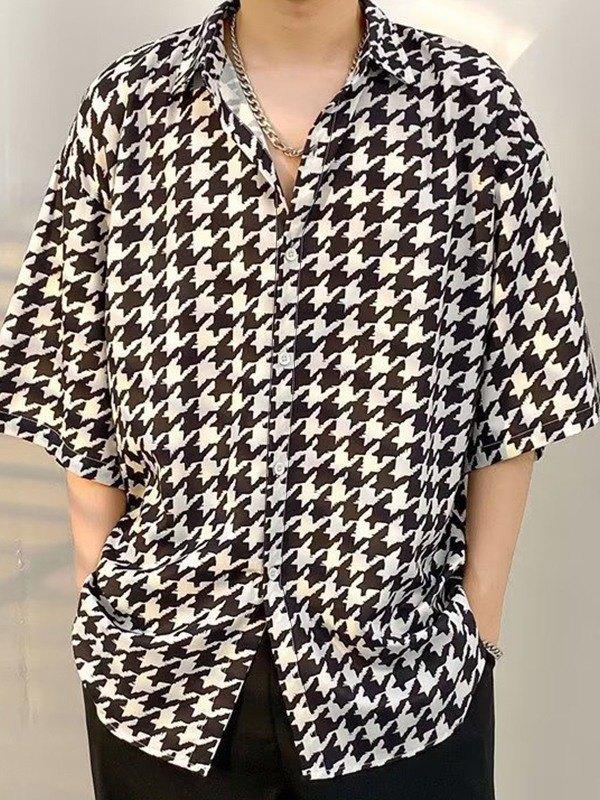 Men's Houndstooth Button Down Shirt Product Image