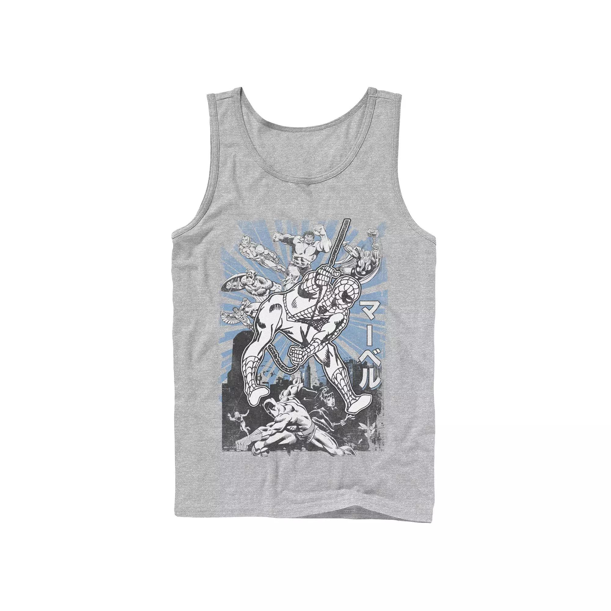 Men's Marvel Avengers Kanji Group Shot Spiderman Tank Top,  Product Image