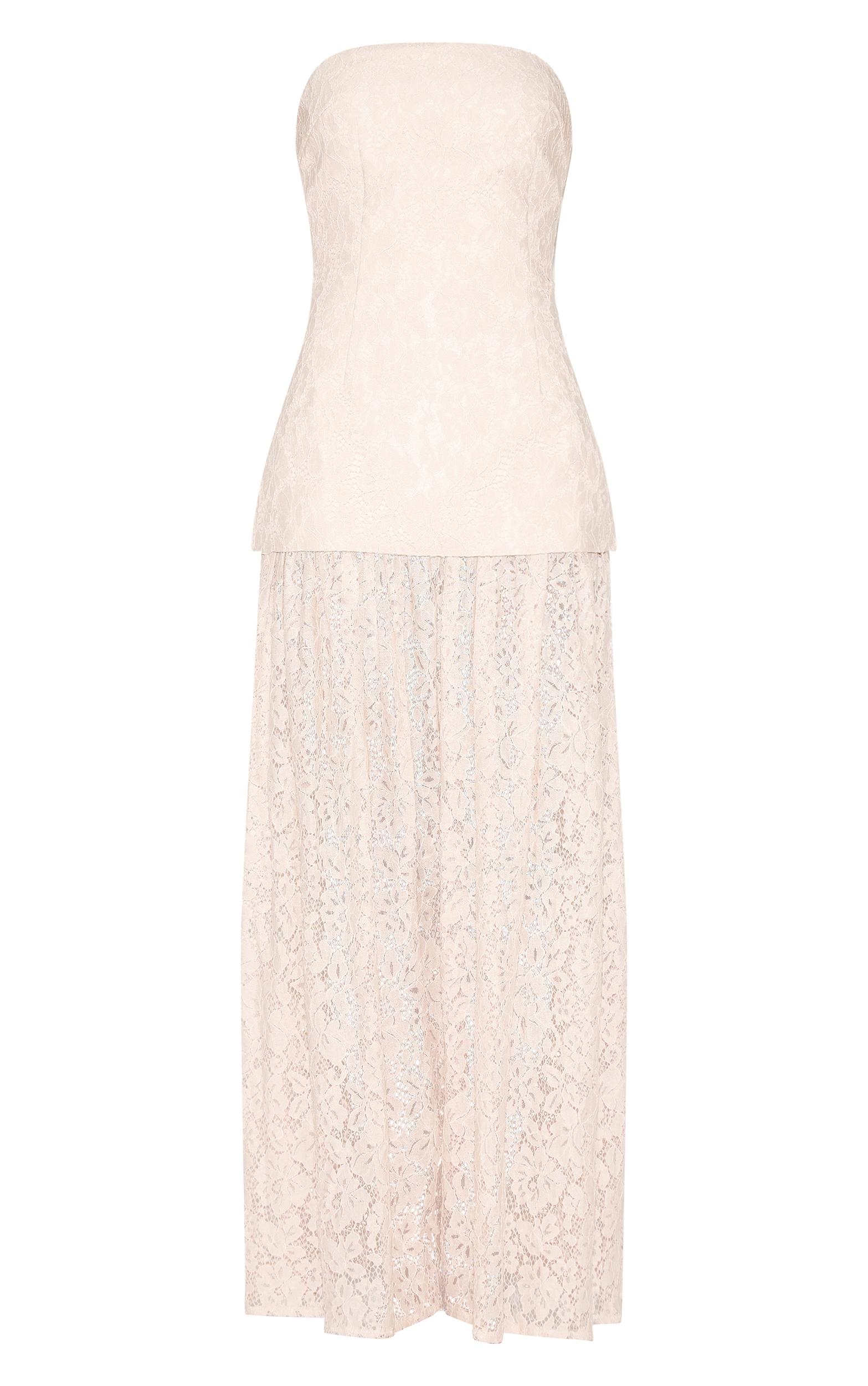 Cream Lace Sheer Skirt Panel Bandeau Midaxi Dress Product Image