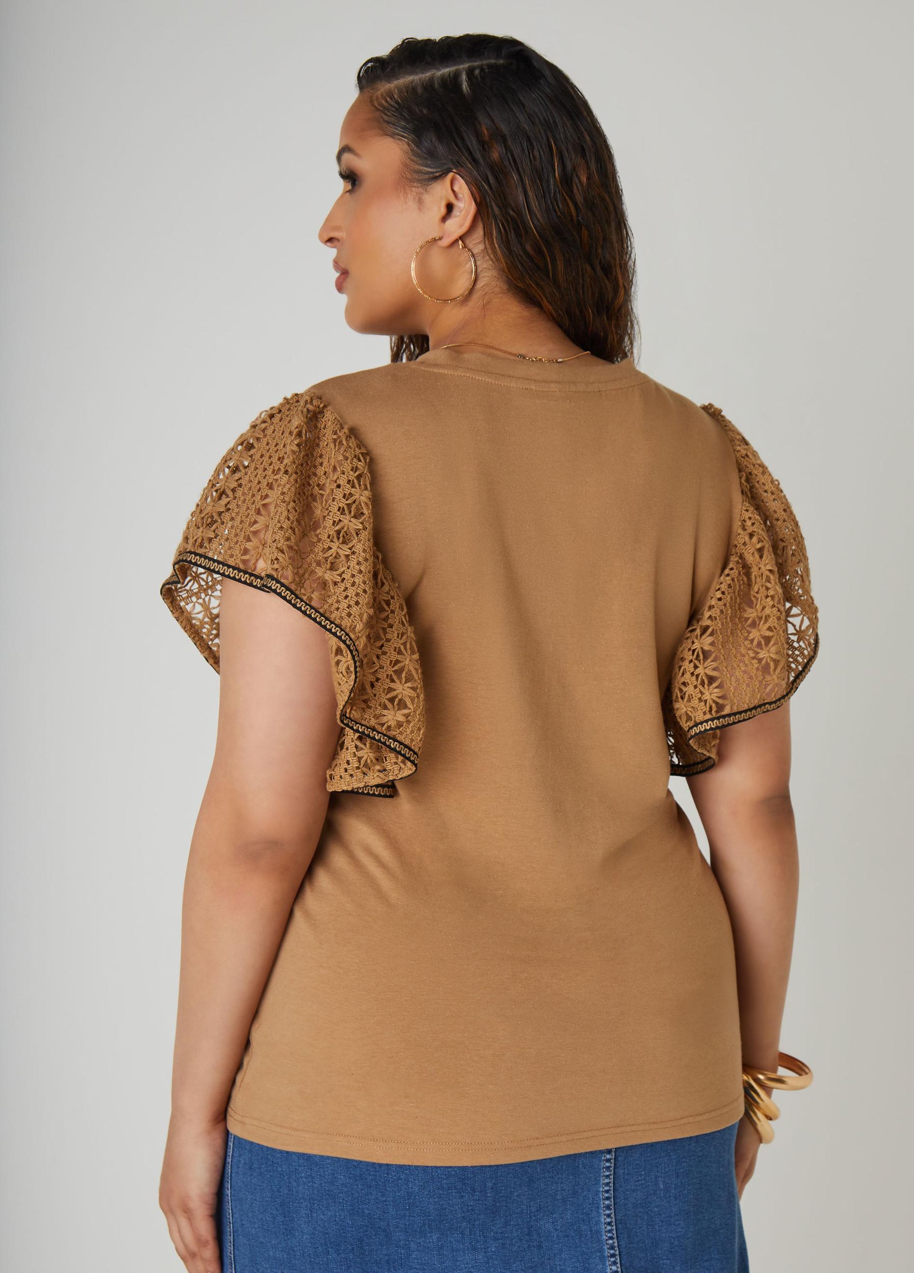 Crochet Sleeved Jersey Top Product Image