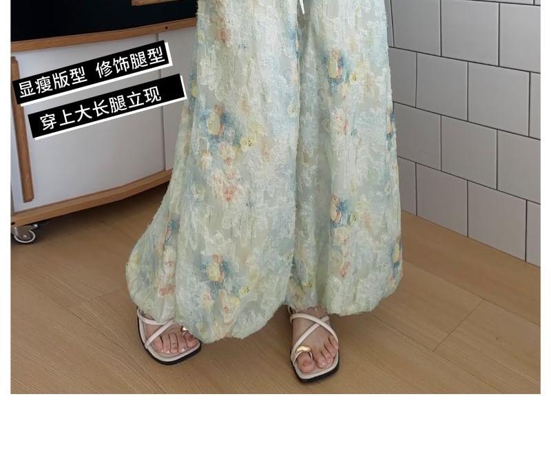High Rise Floral Print Wide Leg Pants Product Image