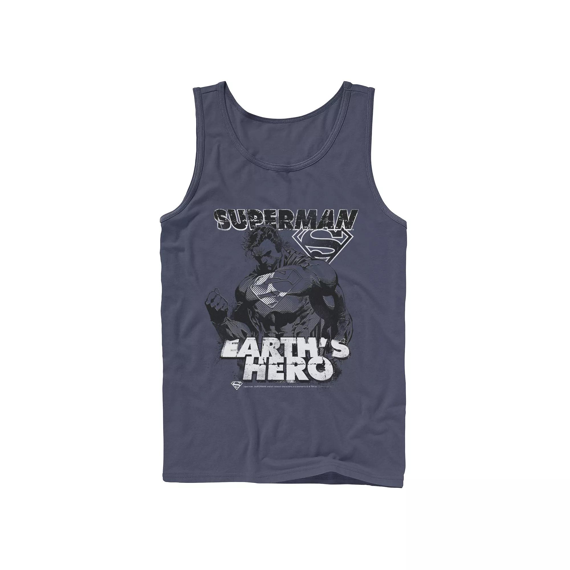 Men's DC Comics Superman Earth's Hero Sketched Poster Tank Top,  Product Image