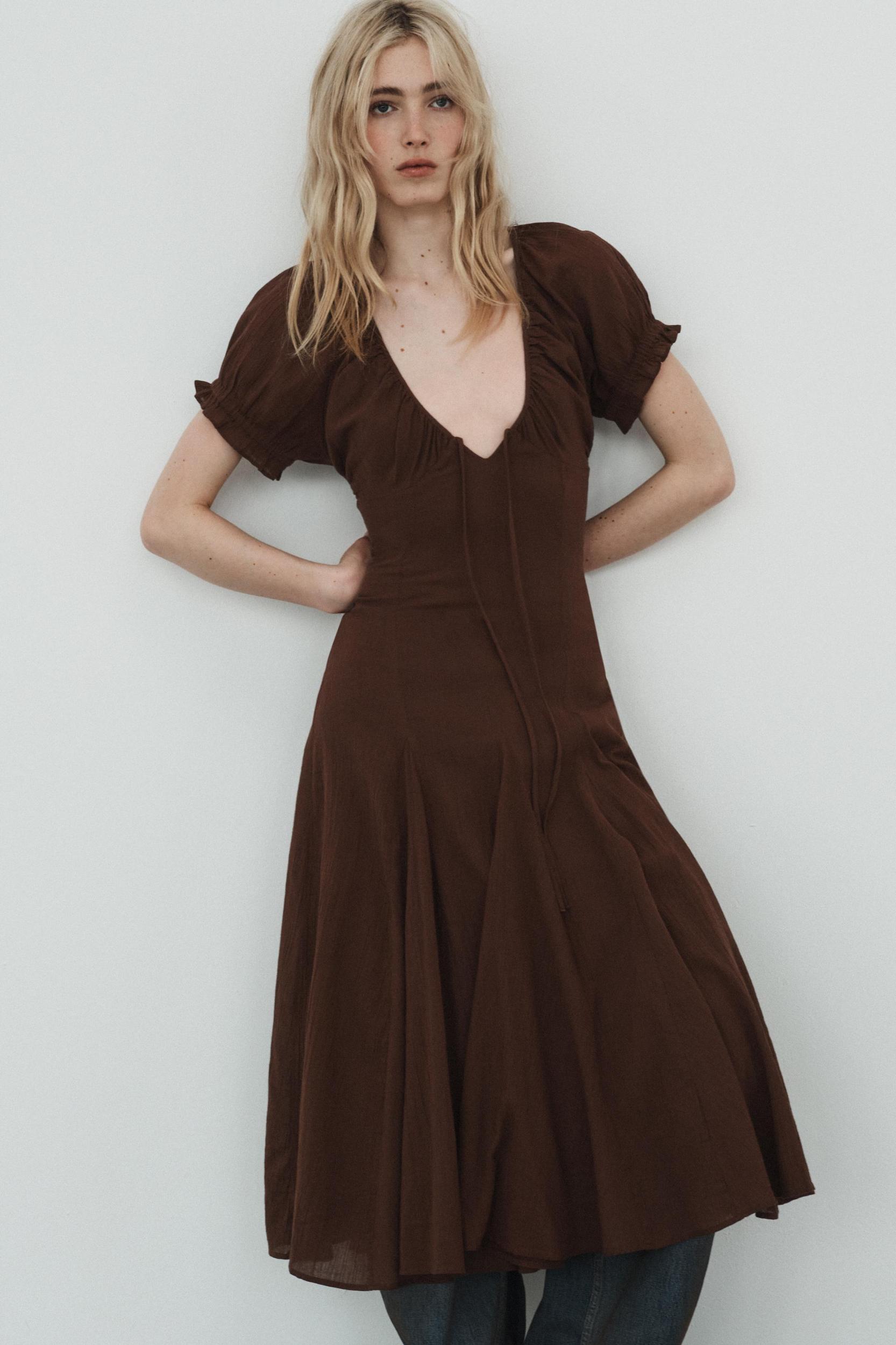 CHIFFON GODET MIDI DRESS Product Image