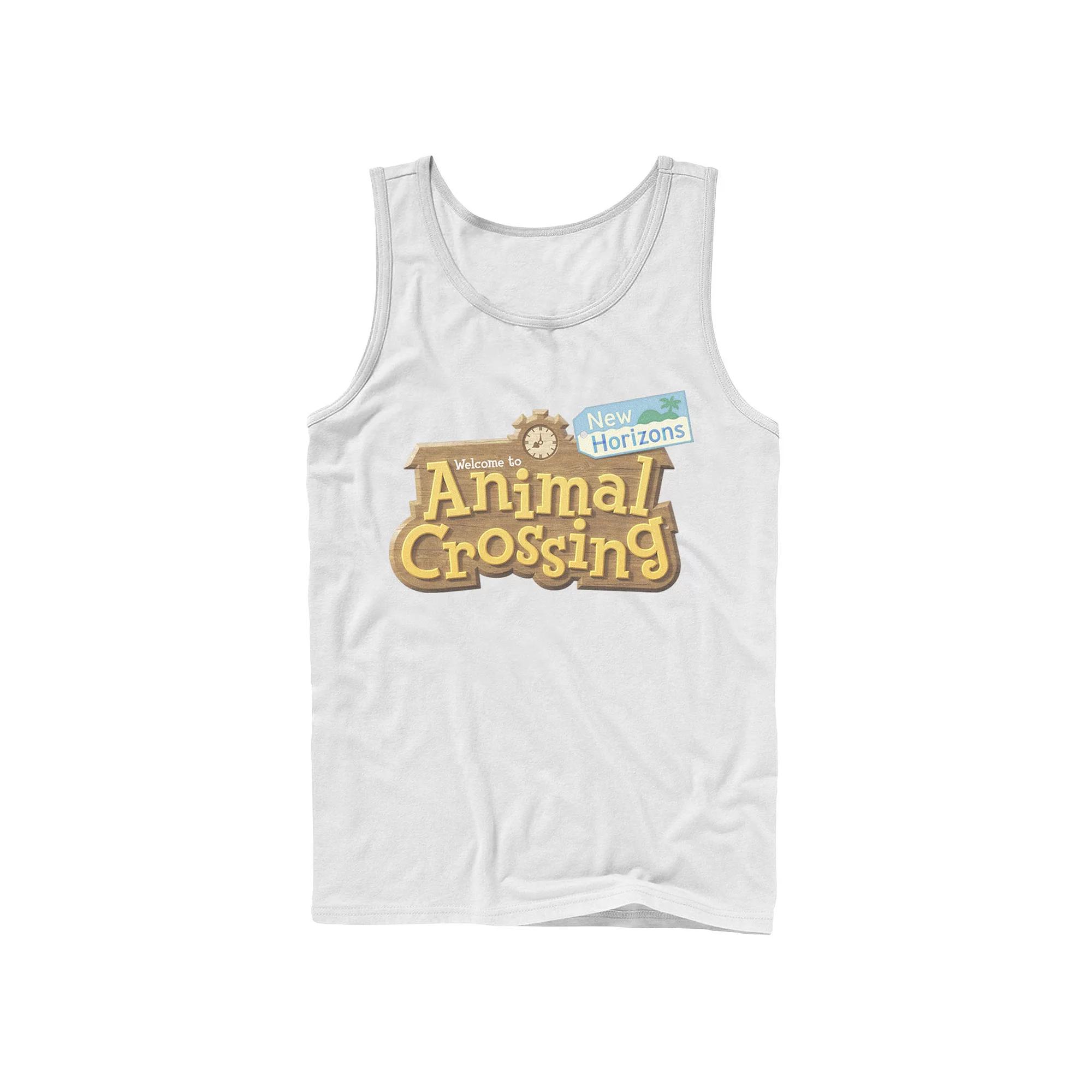 Men's Animal Crossing: New Horizons Welcome Wooden Sign Logo Tank Top,  Product Image