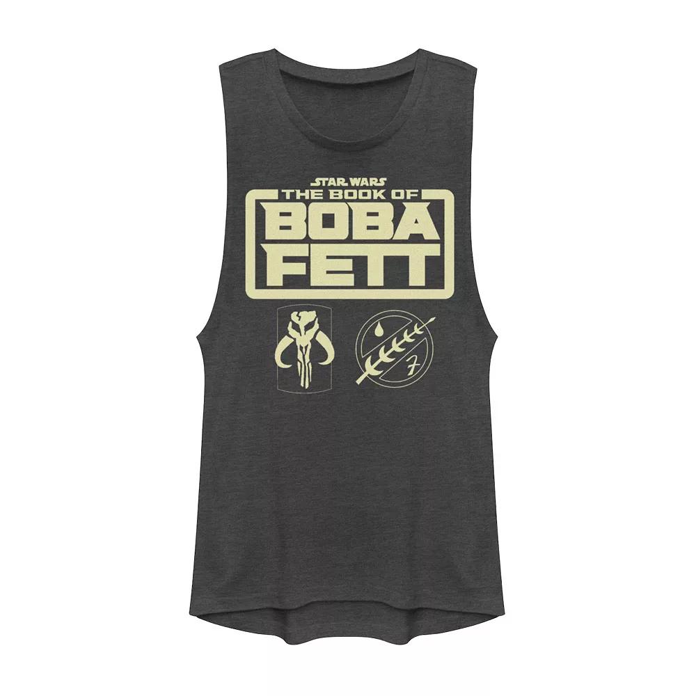 Juniors' Star Wars: The Book Of Boba Fett Icon Logo Muscle Graphic Tank Top, Girl's, Size: XL, Grey Product Image