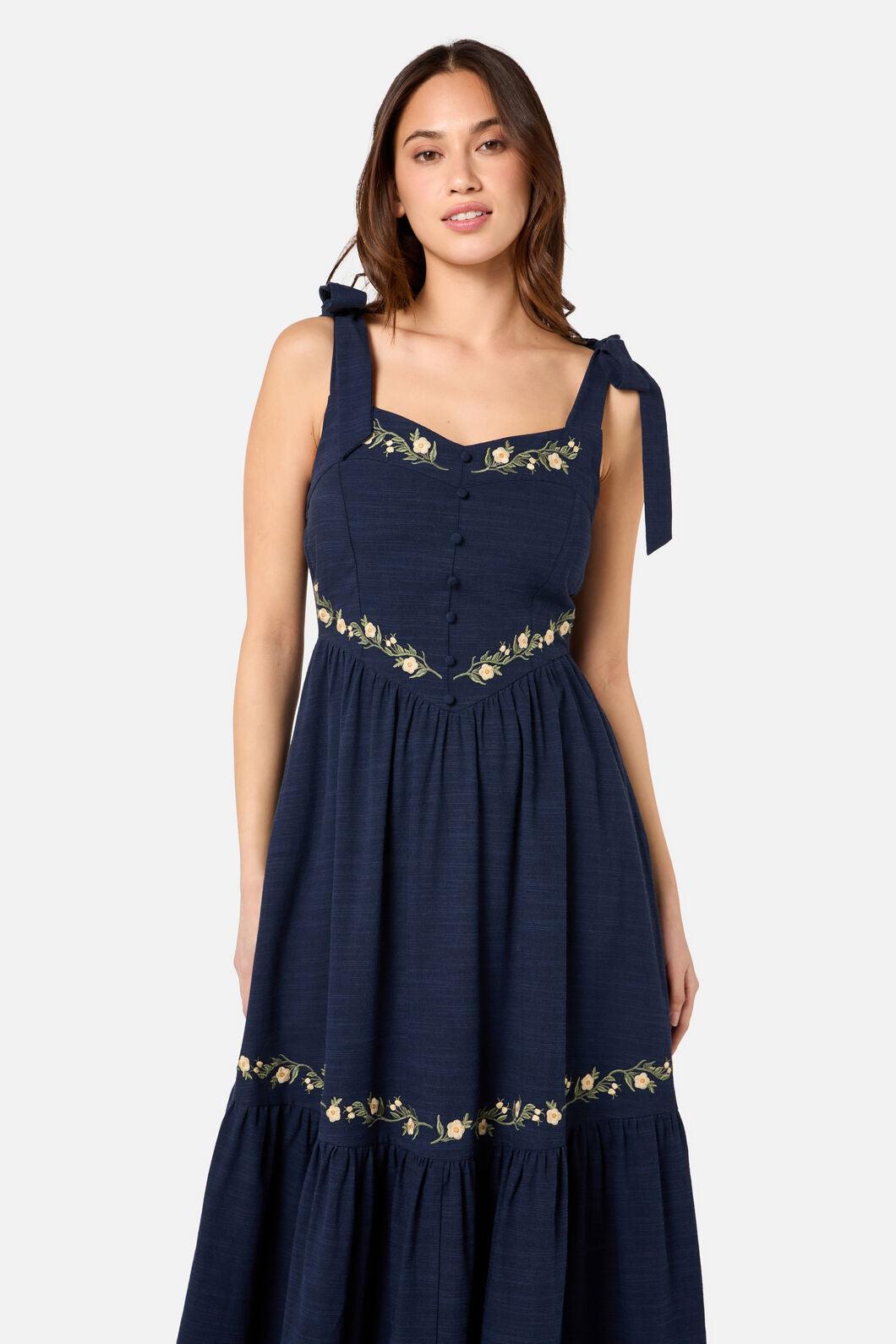 Esme Embroidered Midi Dress Product Image
