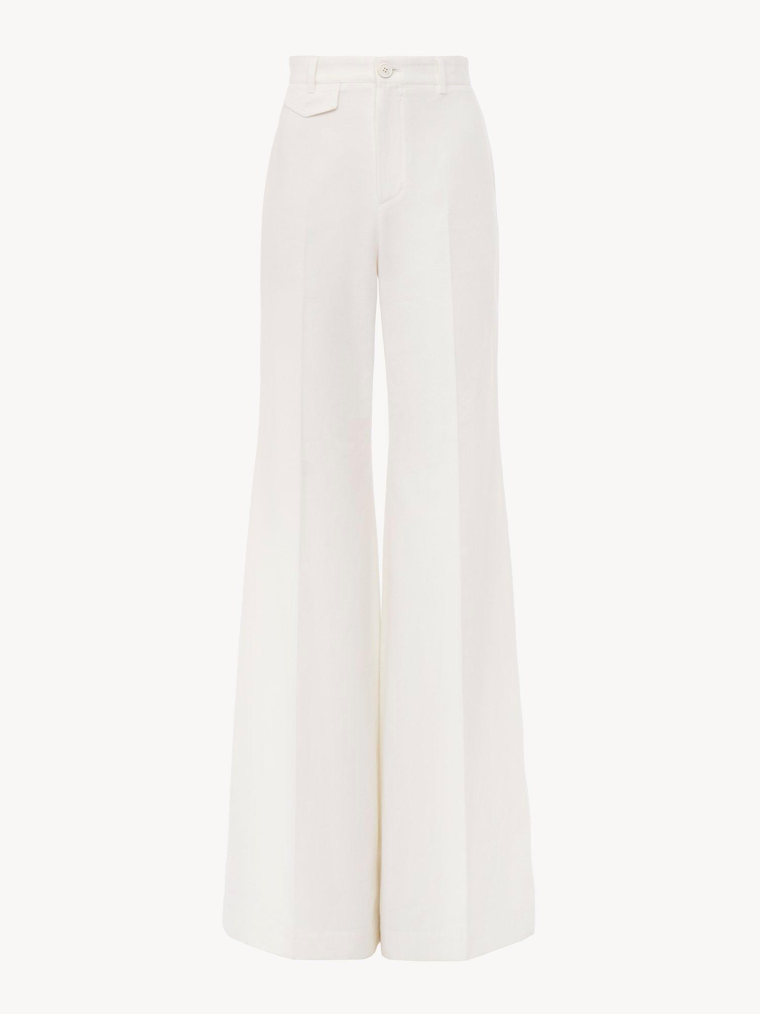 High-rise flared pants in cotton canvas Product Image