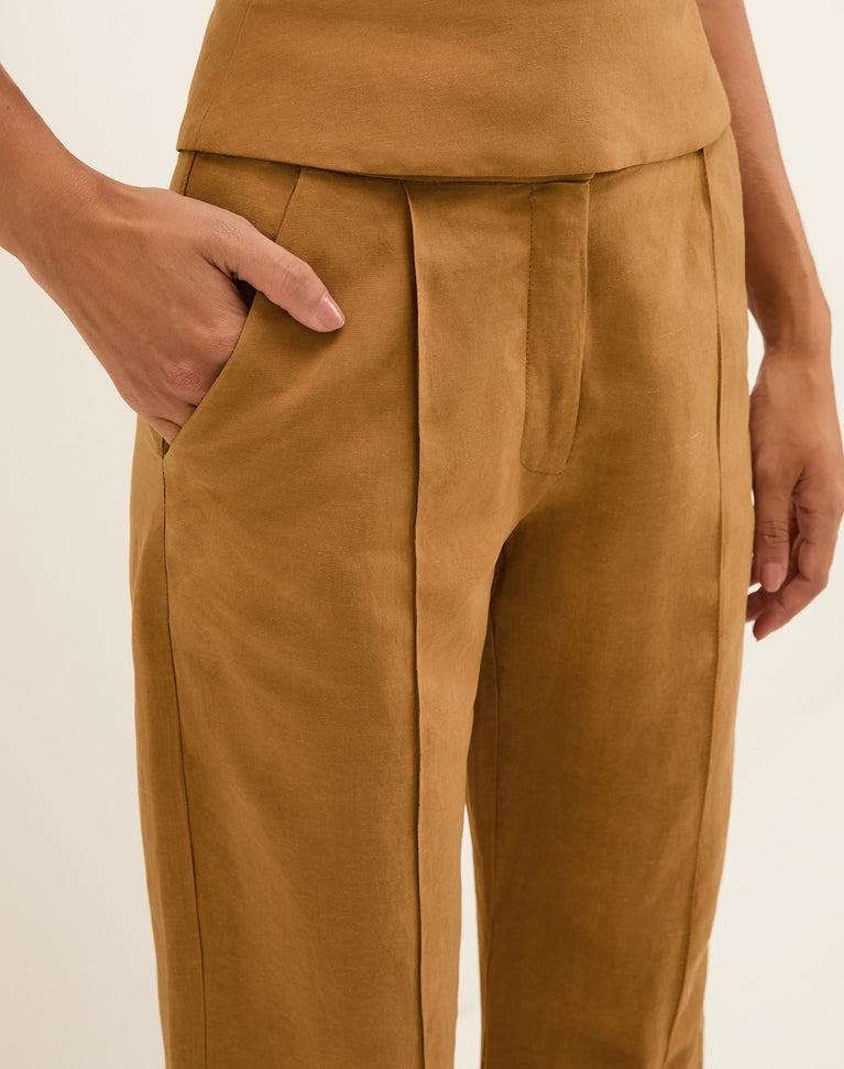 Prya Flared Ankle Pants - Toffee Product Image