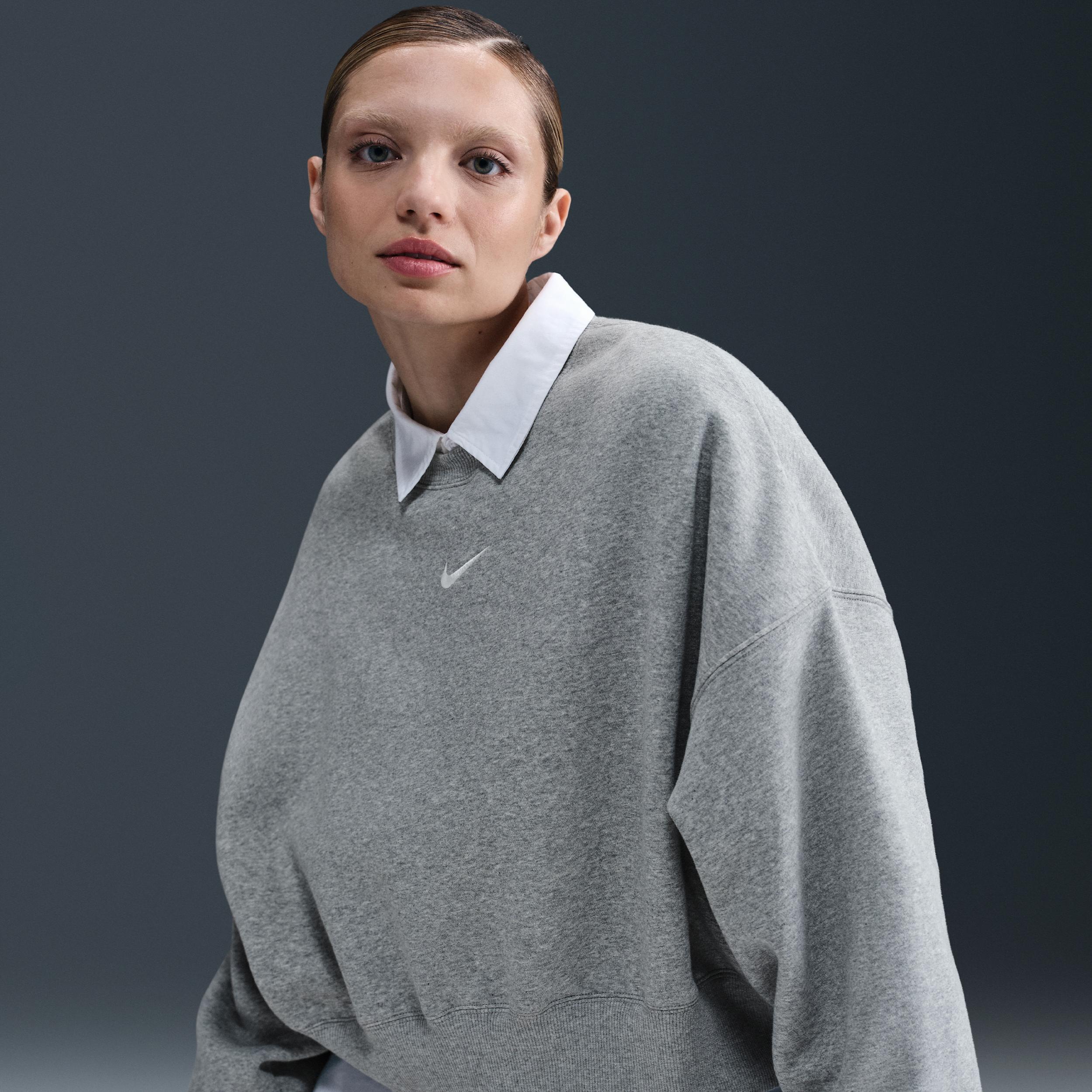 Nike Womens Nike NSW Style Fleece Crew OOS - Womens Sail/Celestine Blue Product Image