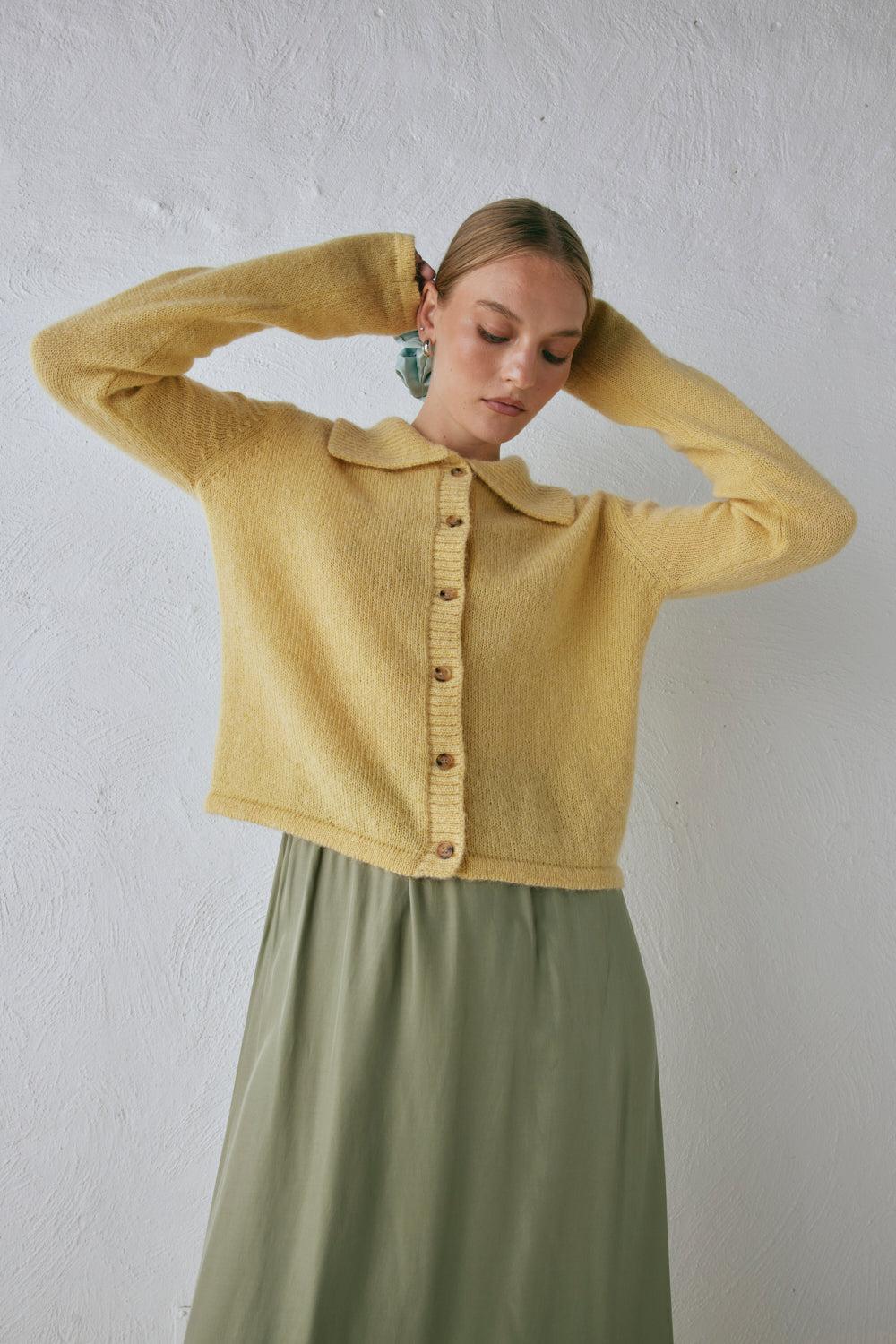 Avery Knit Cardigan Lemon Product Image