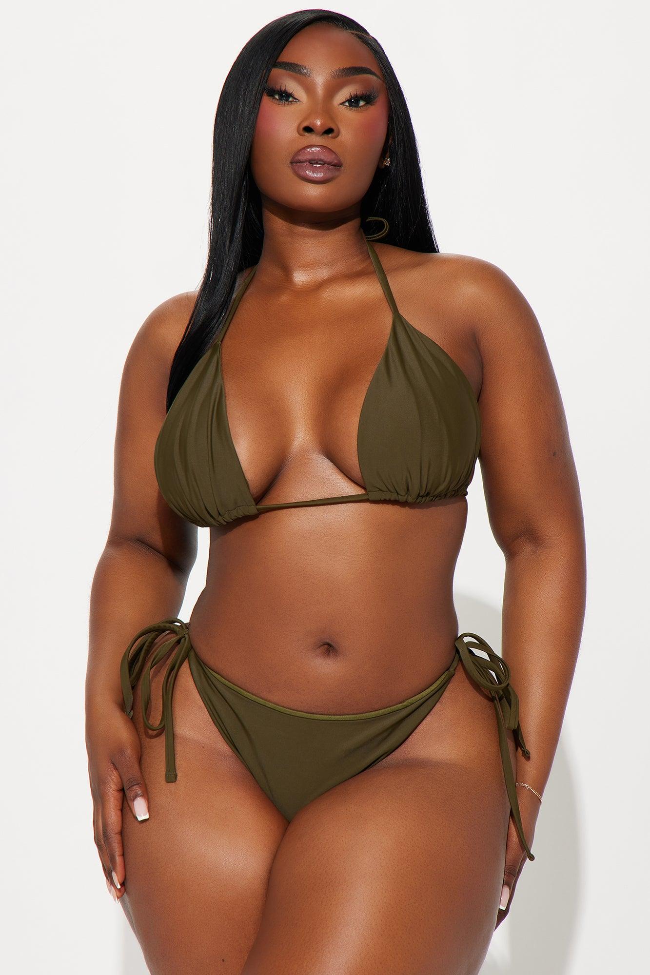 Toes In The Sand 3 Piece Bikini Set - Olive Product Image