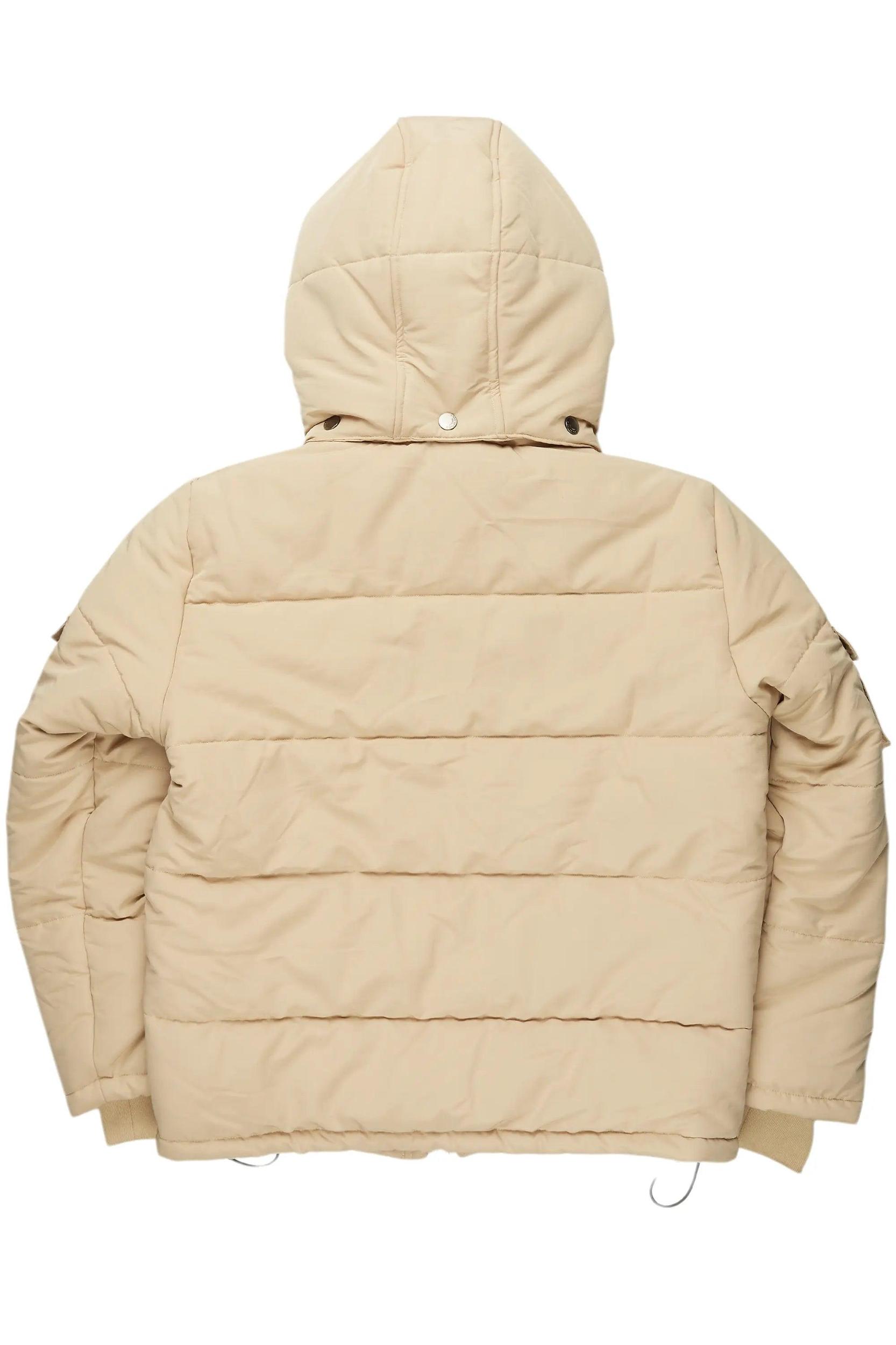 Adley Beige Utility Puffer Jacket Male Product Image