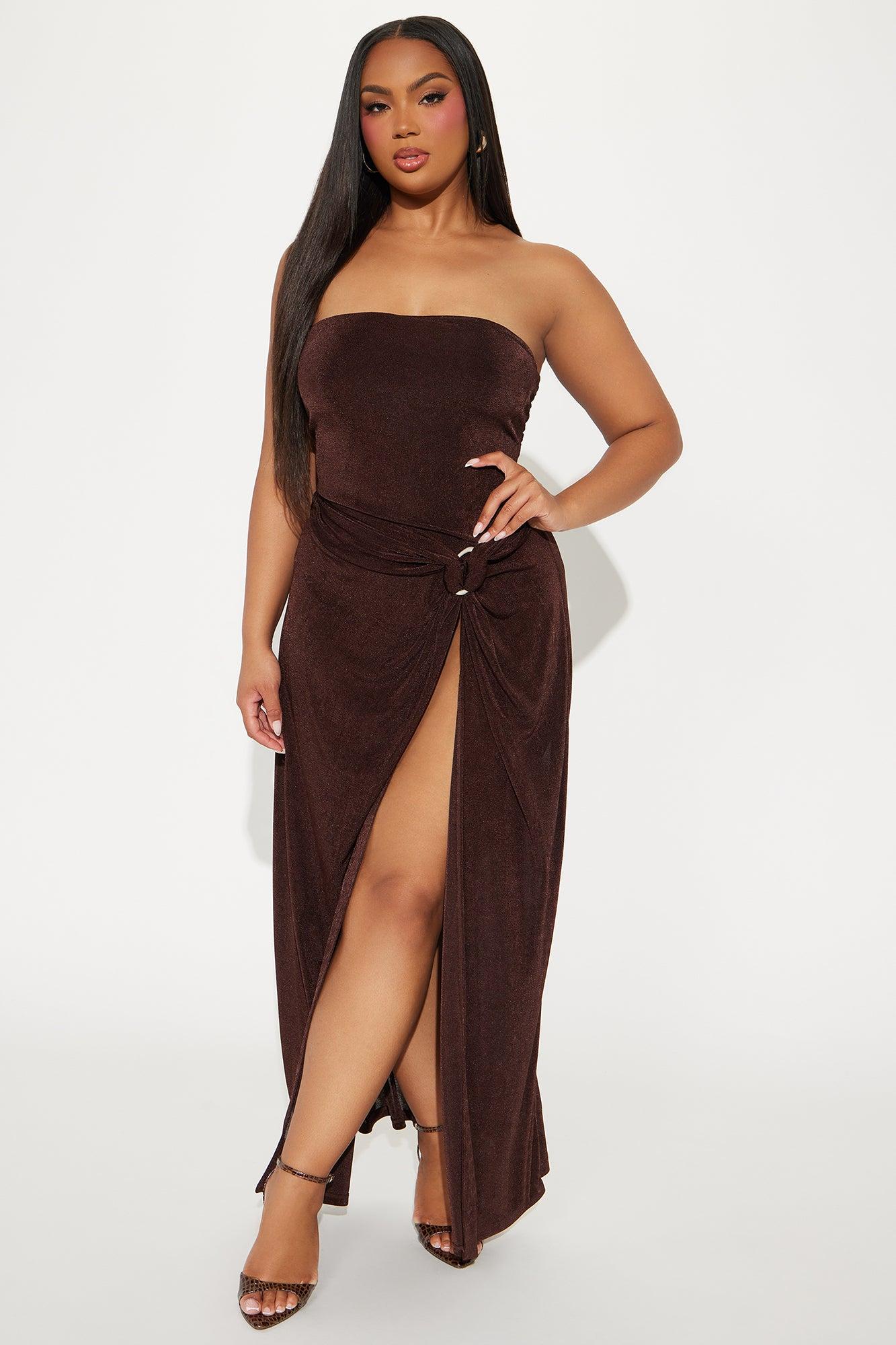 Clara Slinky Maxi Dress - Chocolate Product Image