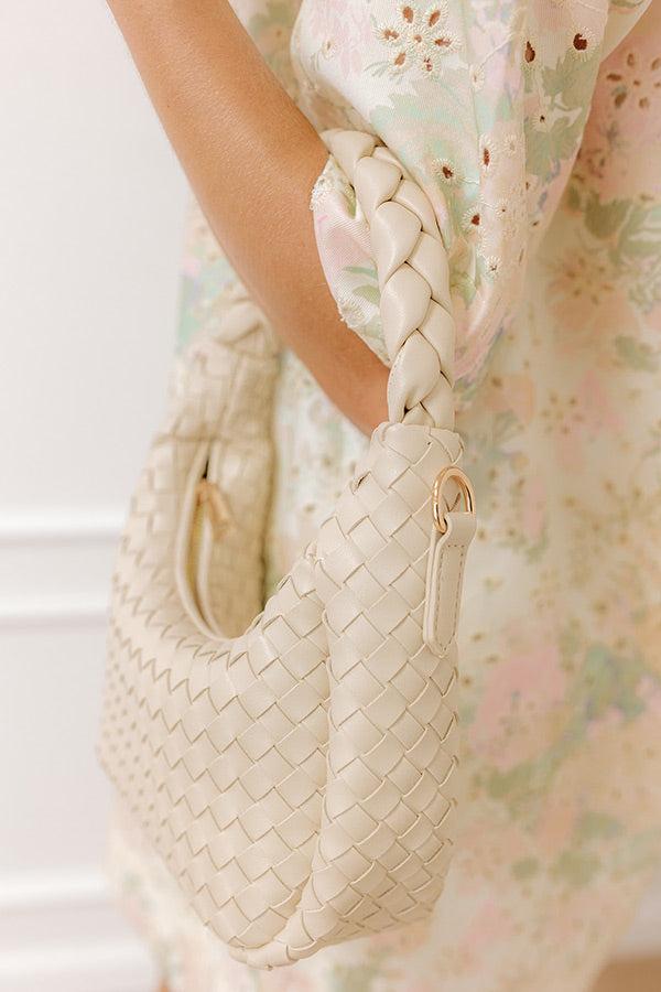 Laken Faux Leather Woven Crossbody in Cream Product Image