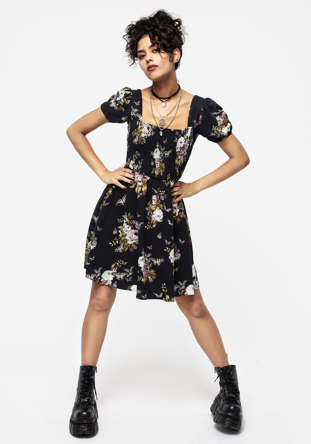 Revival Floral Puff Sleeve Shirred Mini Dress Product Image