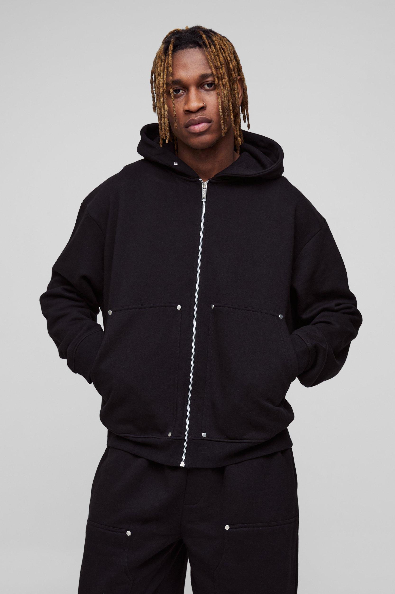 Tall Oversized Heavyweight Carpenter Wide Leg Tracksuit | boohooMAN USA Product Image