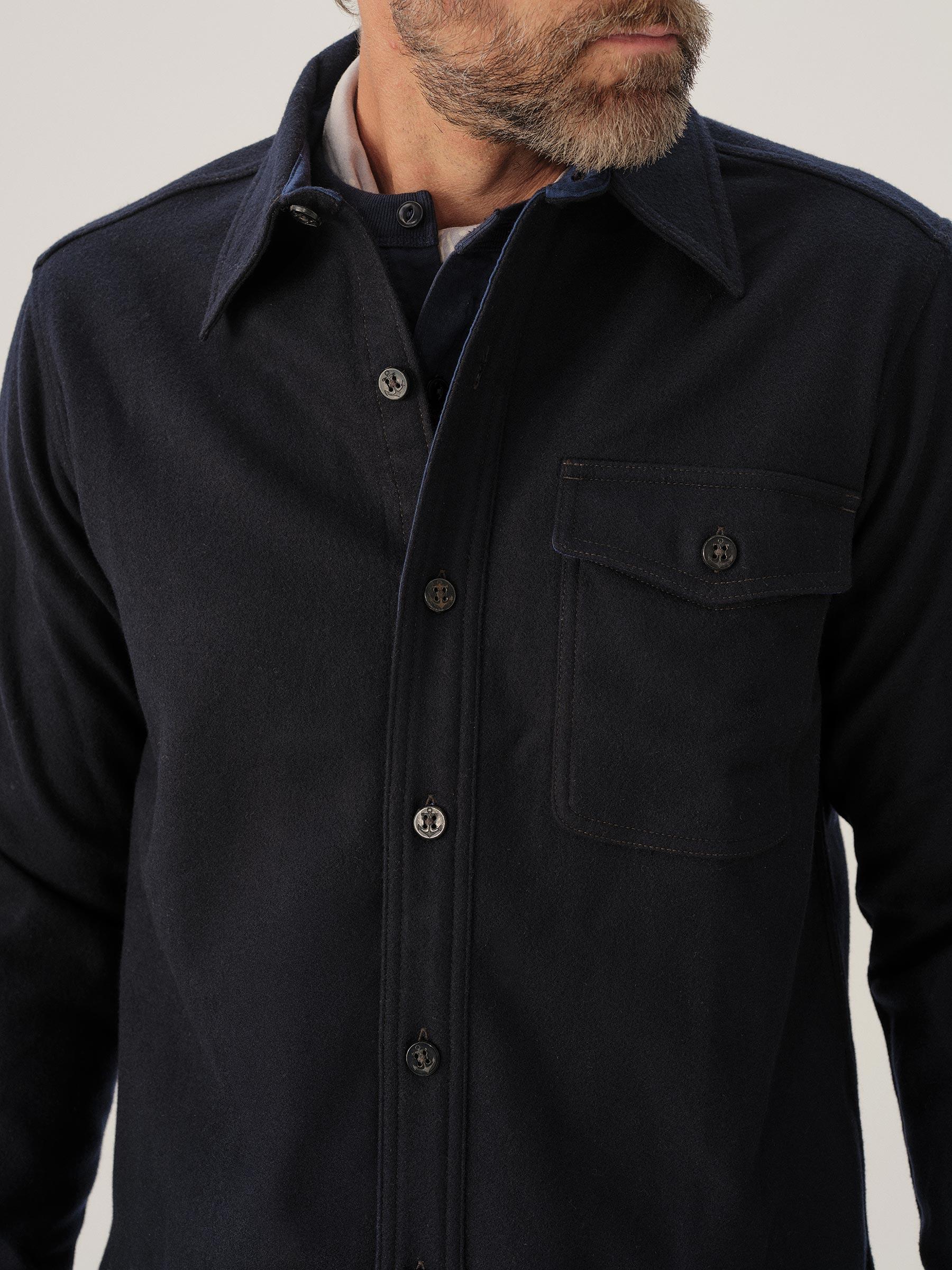 Dark Navy Felted Flannel Cpo Shirt Product Image