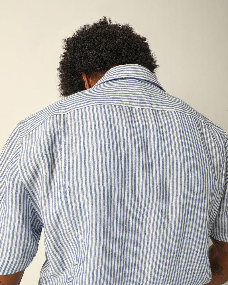 Linen Stripe SS - Blue Product Image