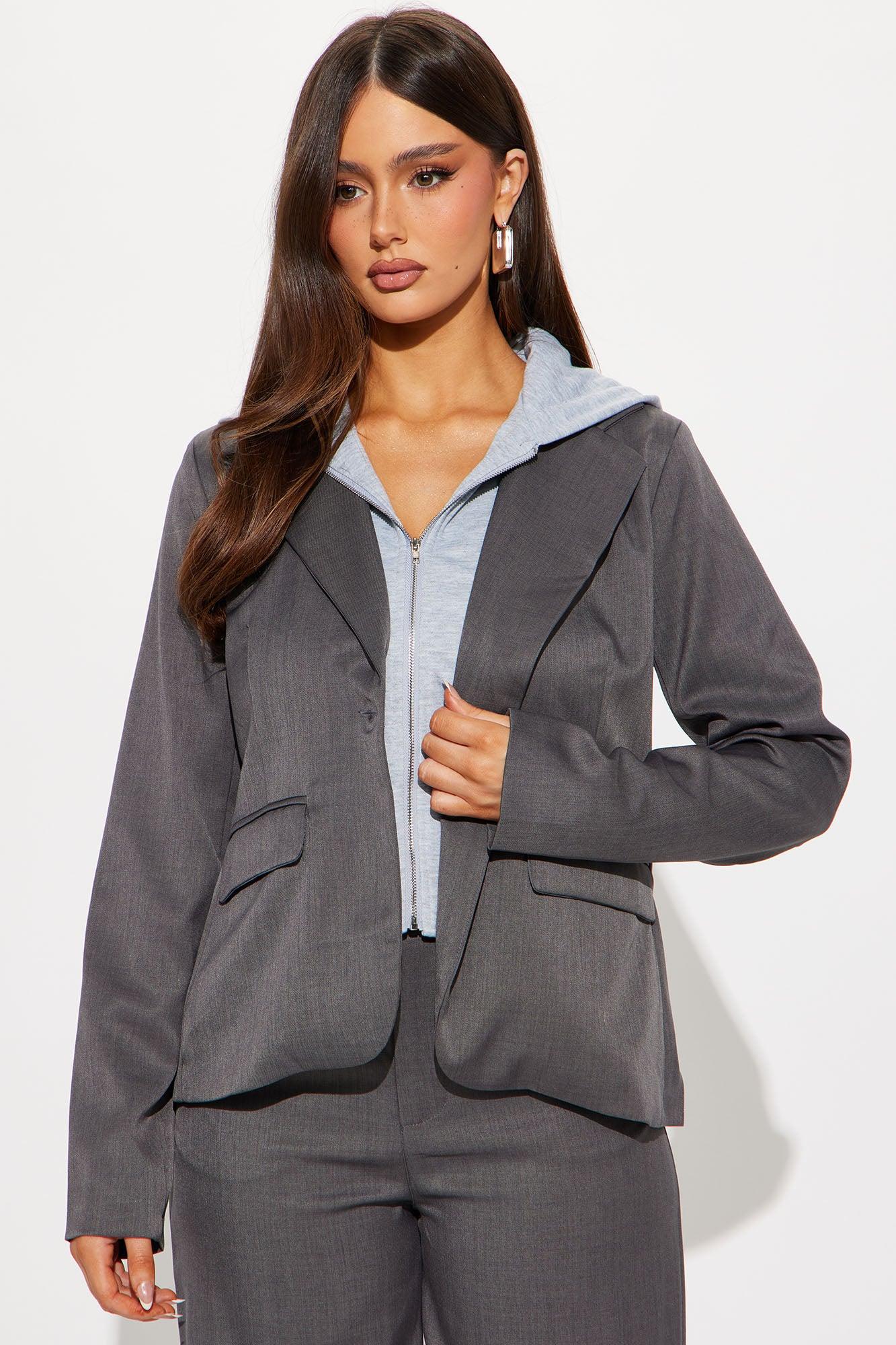 LA Vibe Blazer Pant Set - Charcoal/combo Product Image