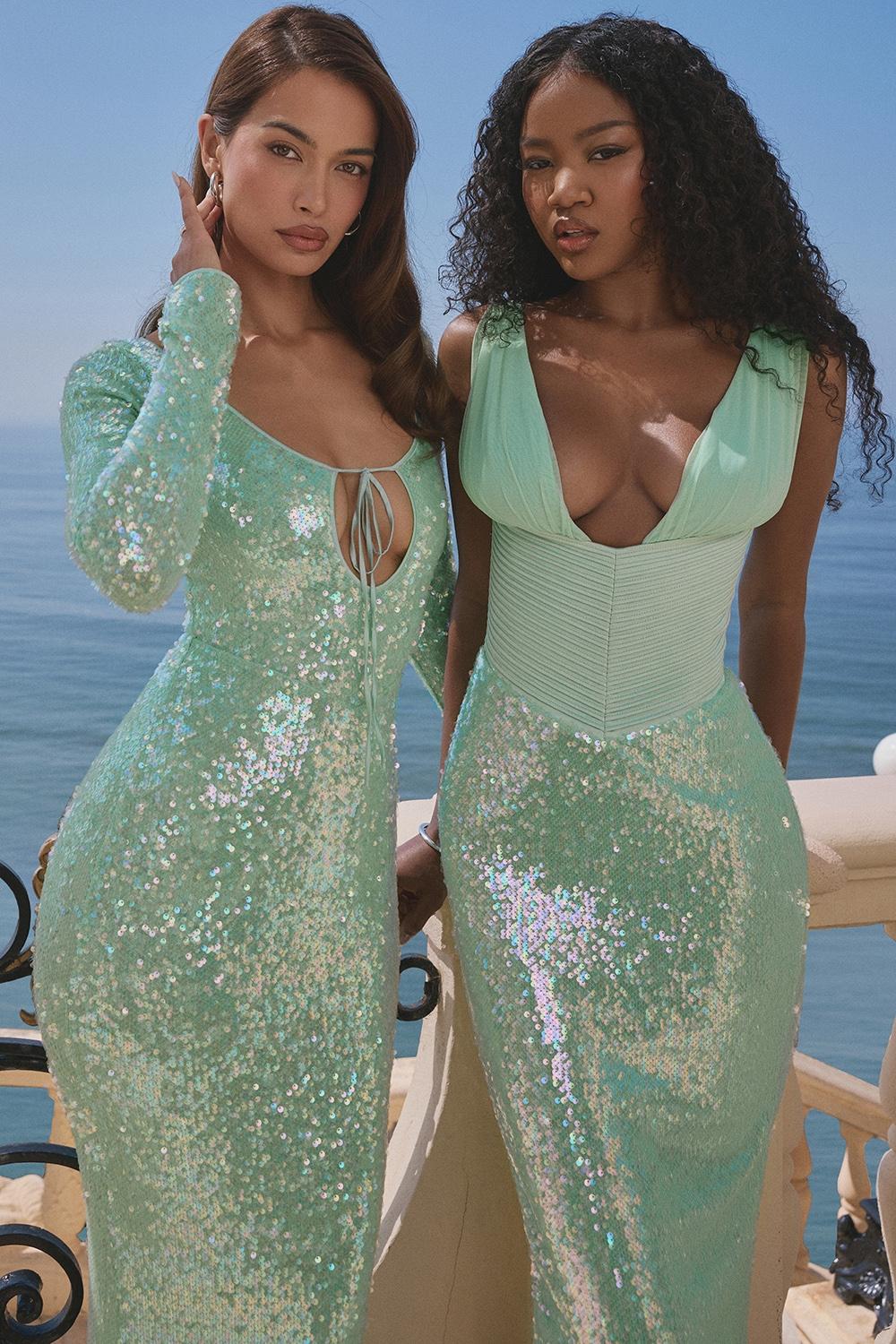 Thala  seafoam sequin corset midi dress Product Image