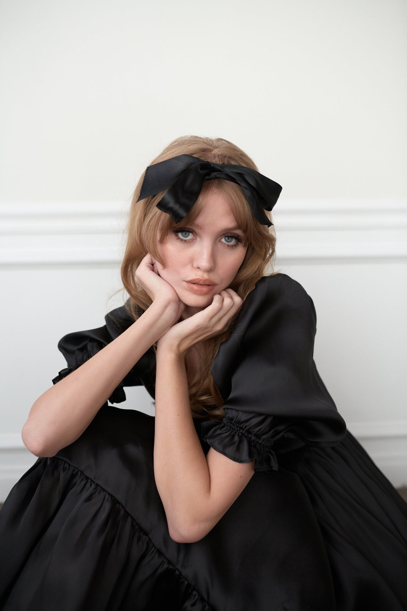 The Caviar Silk Satin Organza French Puff Dress Product Image