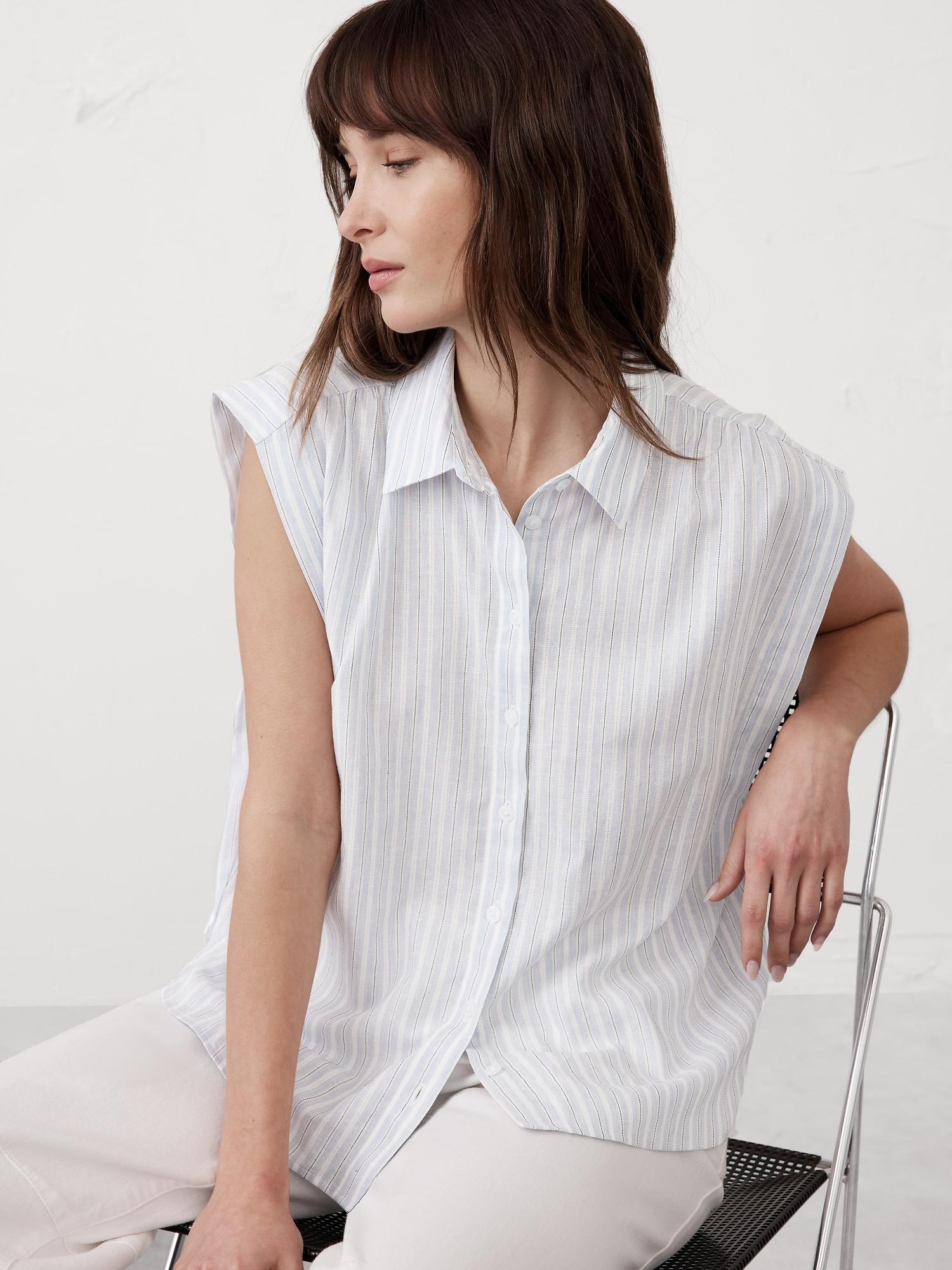 Gathered Striped Shirt Product Image