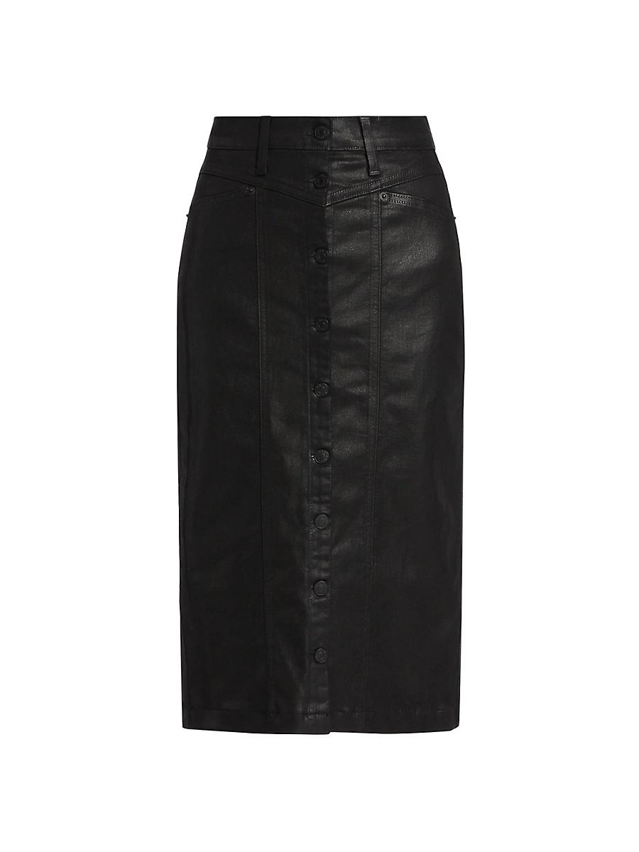 Womens Broadway Coated Midi-Skirt Product Image