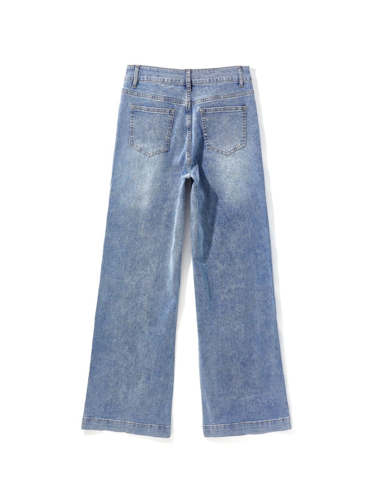 Mid Waist Washed Boyfriend Jeans Product Image