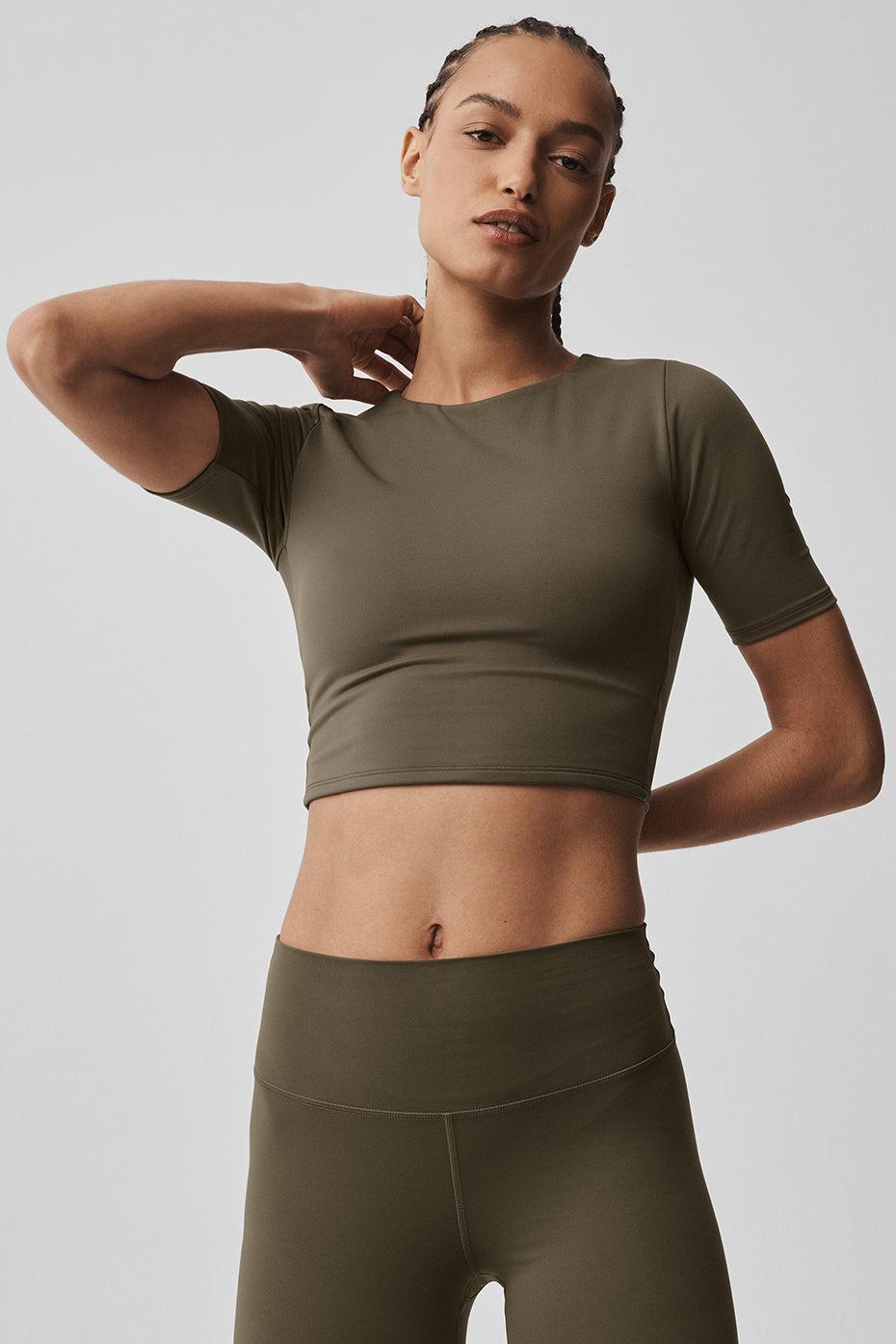 ALO Softsculpt Precision Half Sleeve Tee - Olive Tree Product Image
