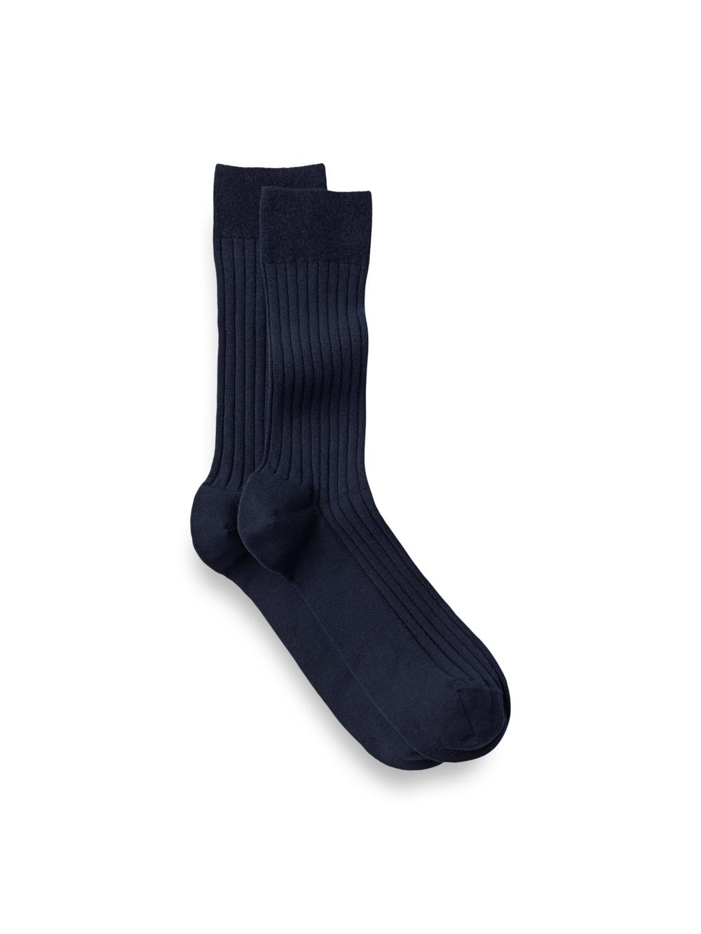 Solid Rib Cotton Blend Sock - Navy Product Image