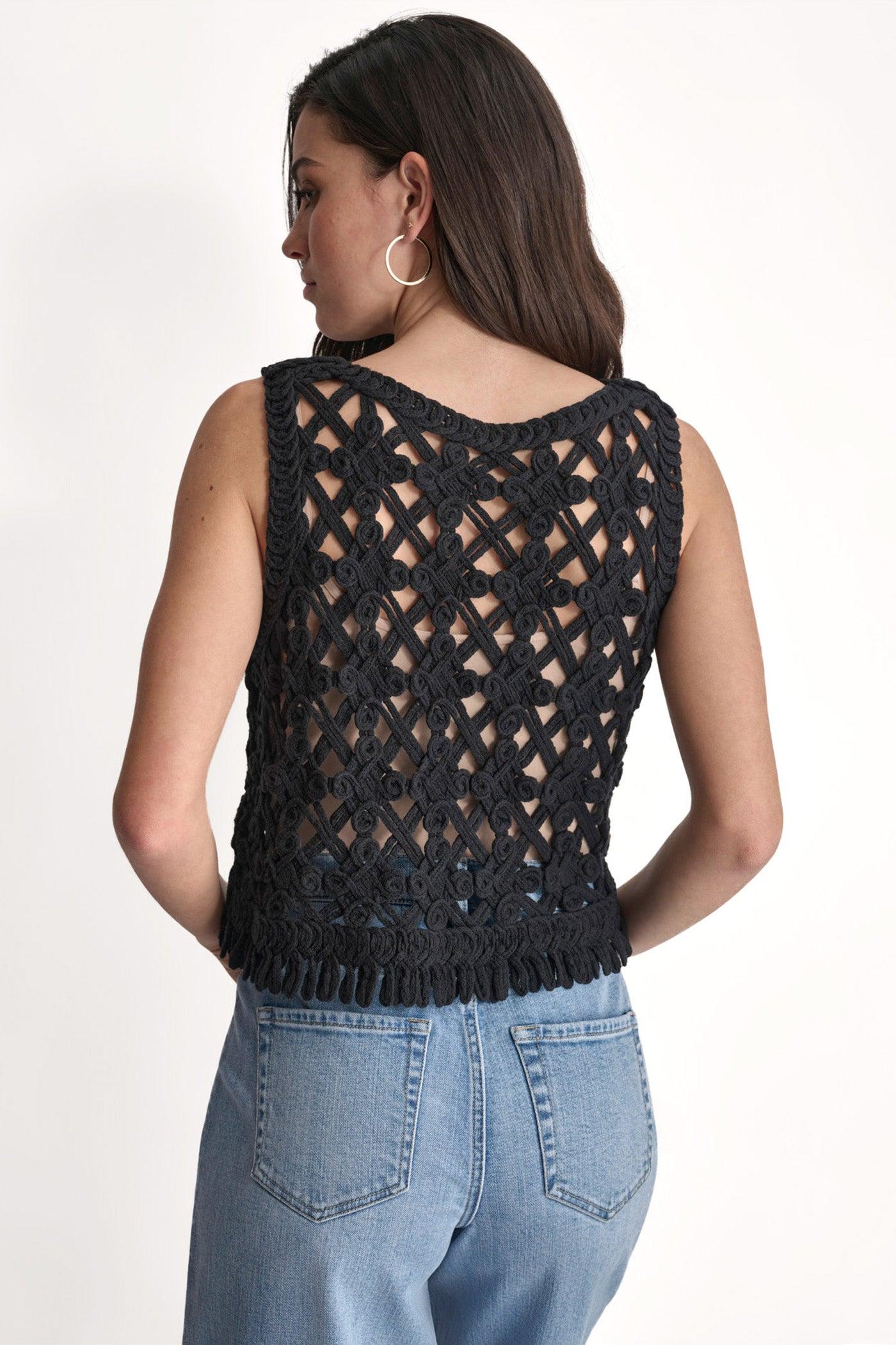 CROPPED FRINGE CROCHET TANK Product Image