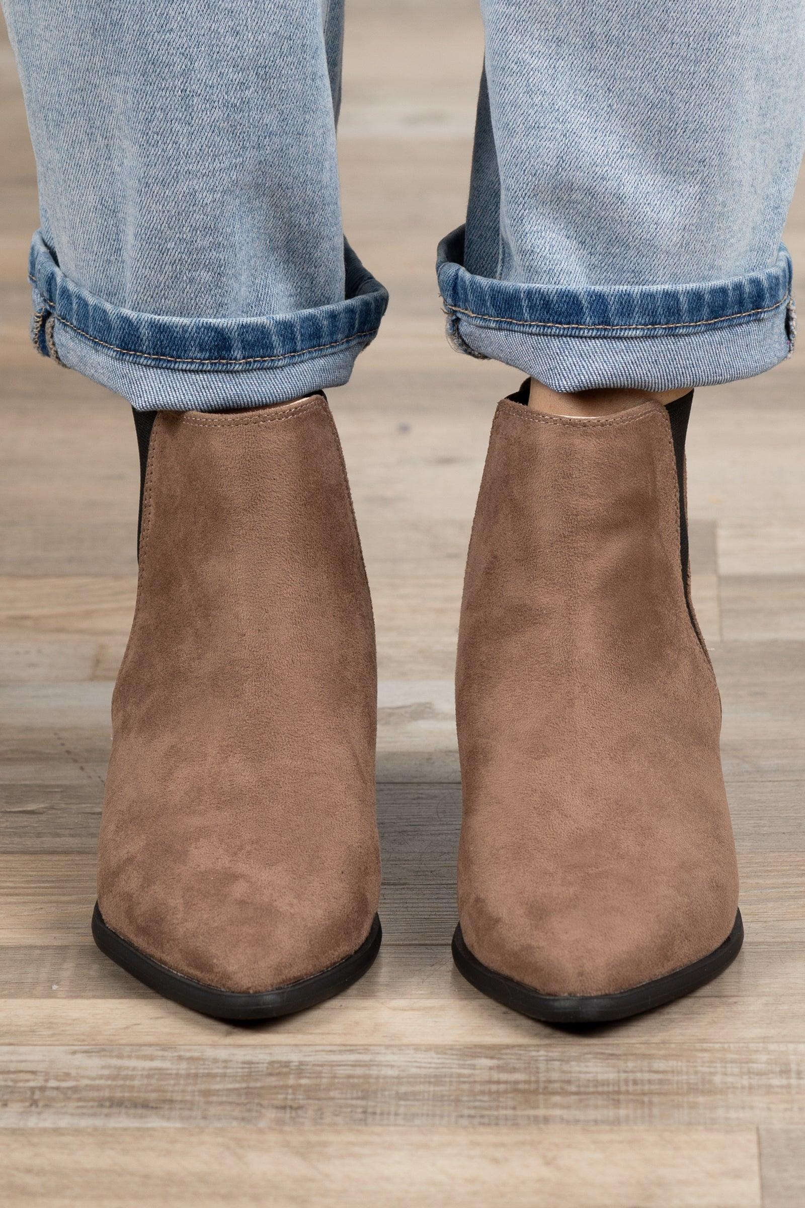 Faux Leather Pointed Toe Booties Product Image