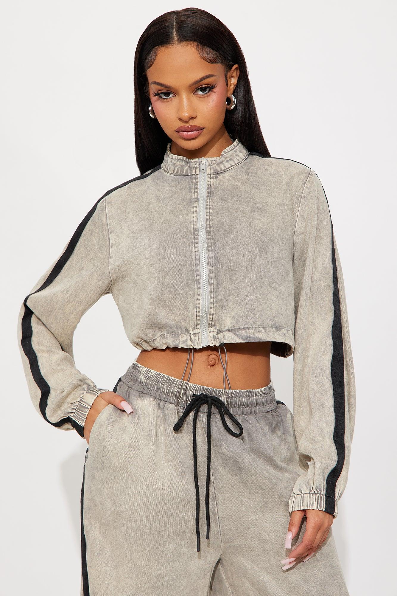 On The Move Washed Pant Set - Grey Product Image