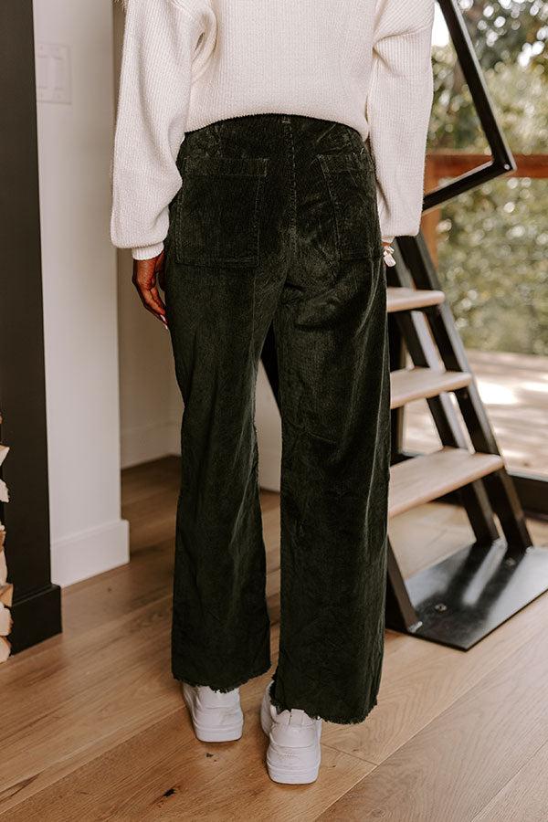 The Madelyn High Waist Corduroy Pants in Hunter Green Product Image