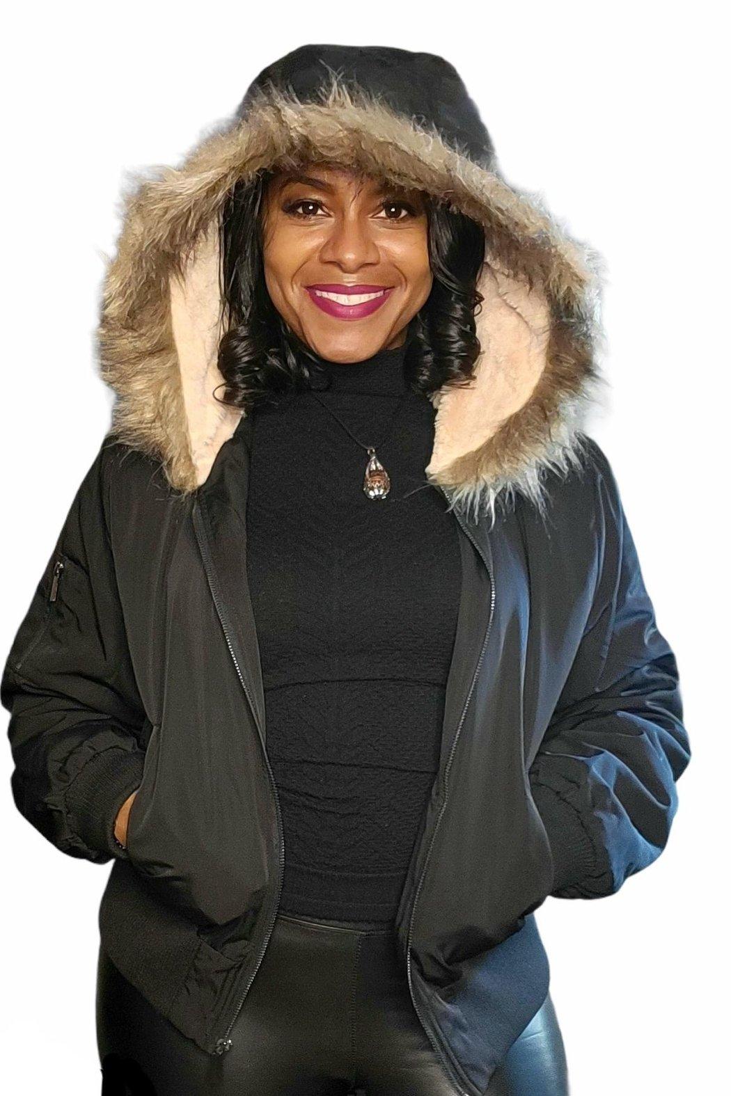 Faux Fur Hooded Jacket Product Image